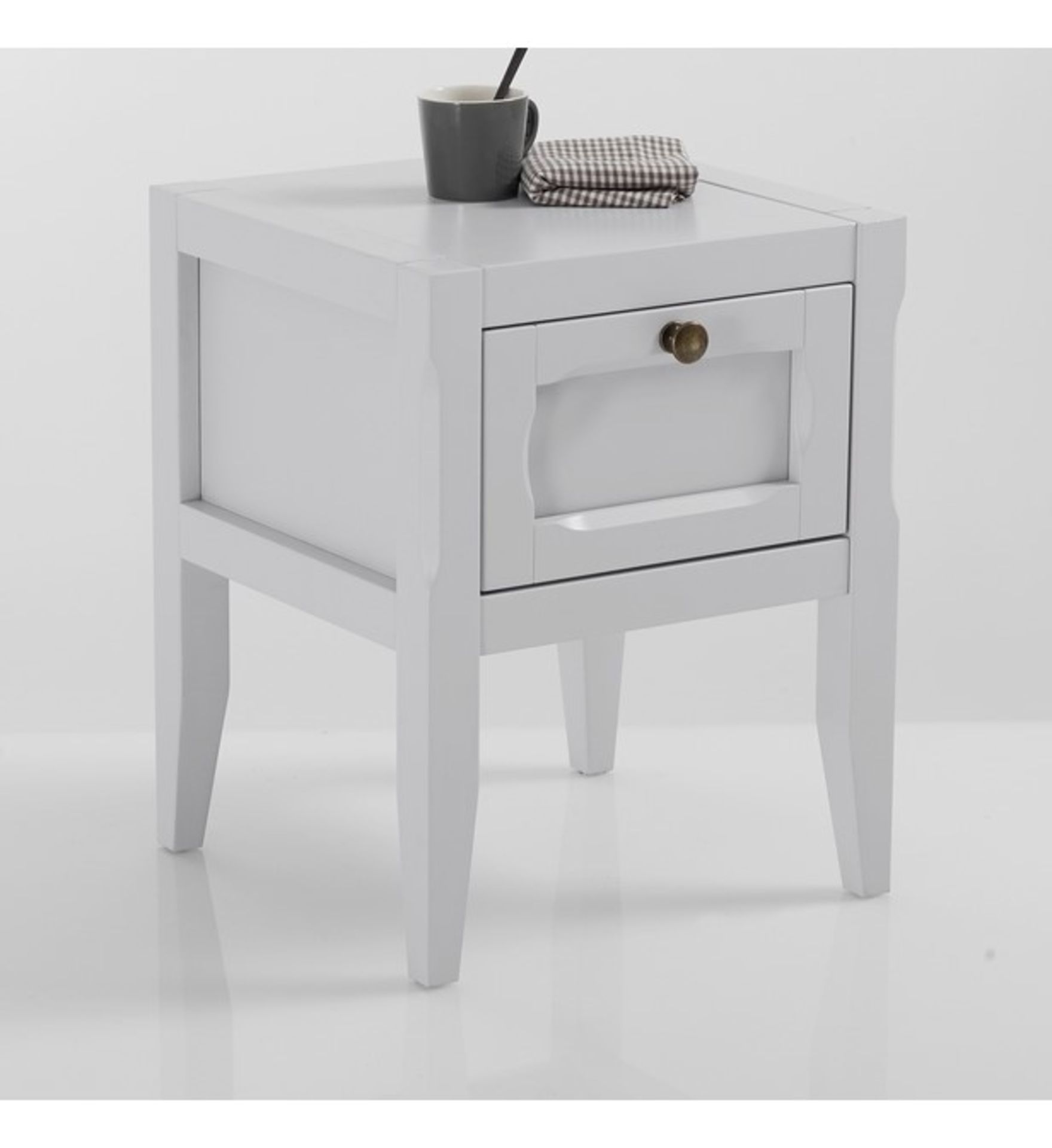 1 GRADE B BOXED DESIGNER EUGENIE BEDSIDE TABLE IN LIGHT GREY / RRP £59.00 (PUBLIC VIEWING