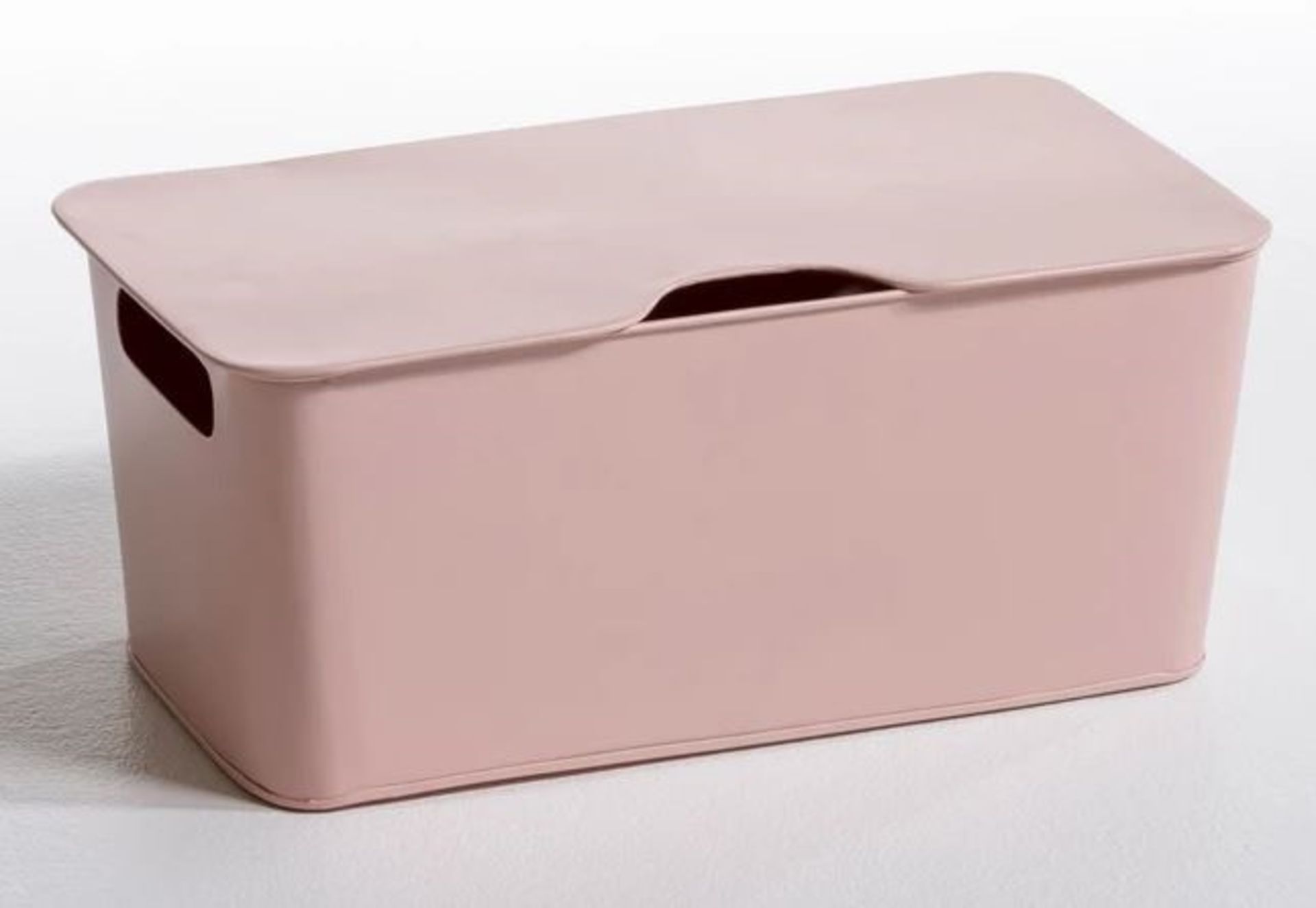 1 GRADE B BOXED DESIGNER ARREGLO STACKABLE METAL STORAGE BOX IN MATT SKINTONE / RRP £60.00 (PUBLIC