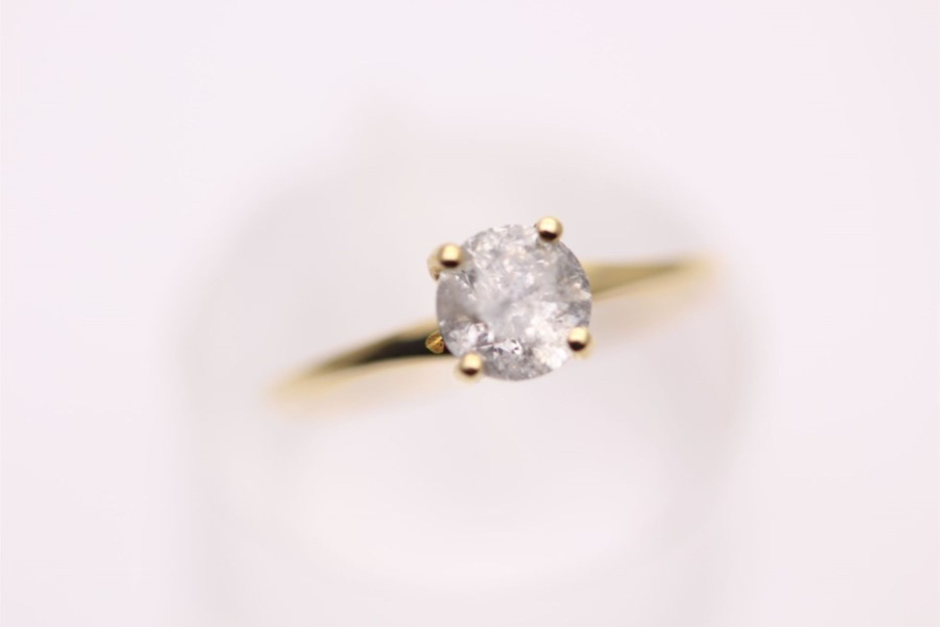 18CT YELLOW GOLD LADIES DIAMOND SOLITAIRE RING, DIAMOND WEIGHT- 0.96CT