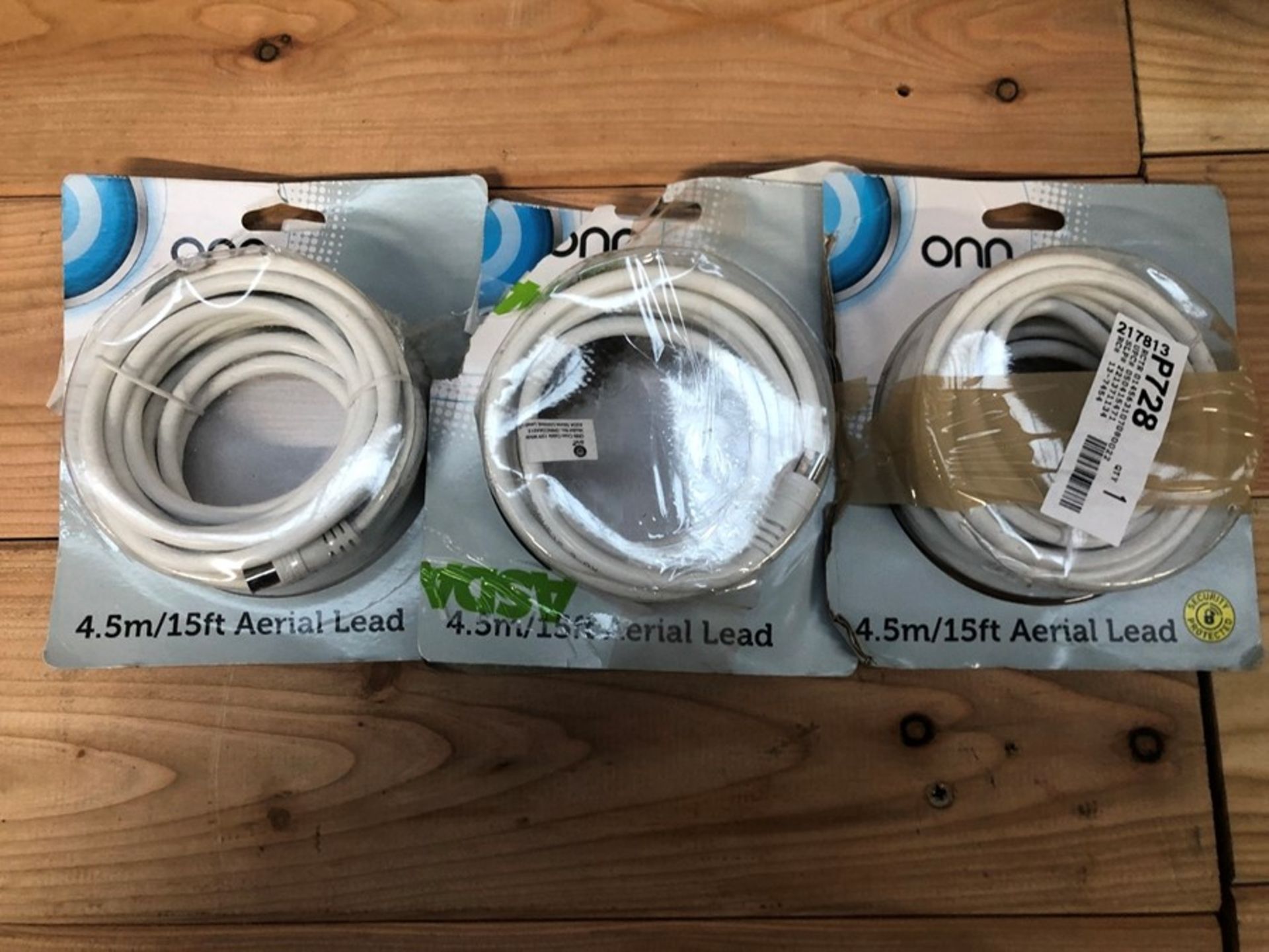 1 LOT TO CONTAIN 3 BOXED ONN 4.5/15FT AERIAL LEADS / RRP £30.00 / BL - 7813 (PUBLIC VIEWING