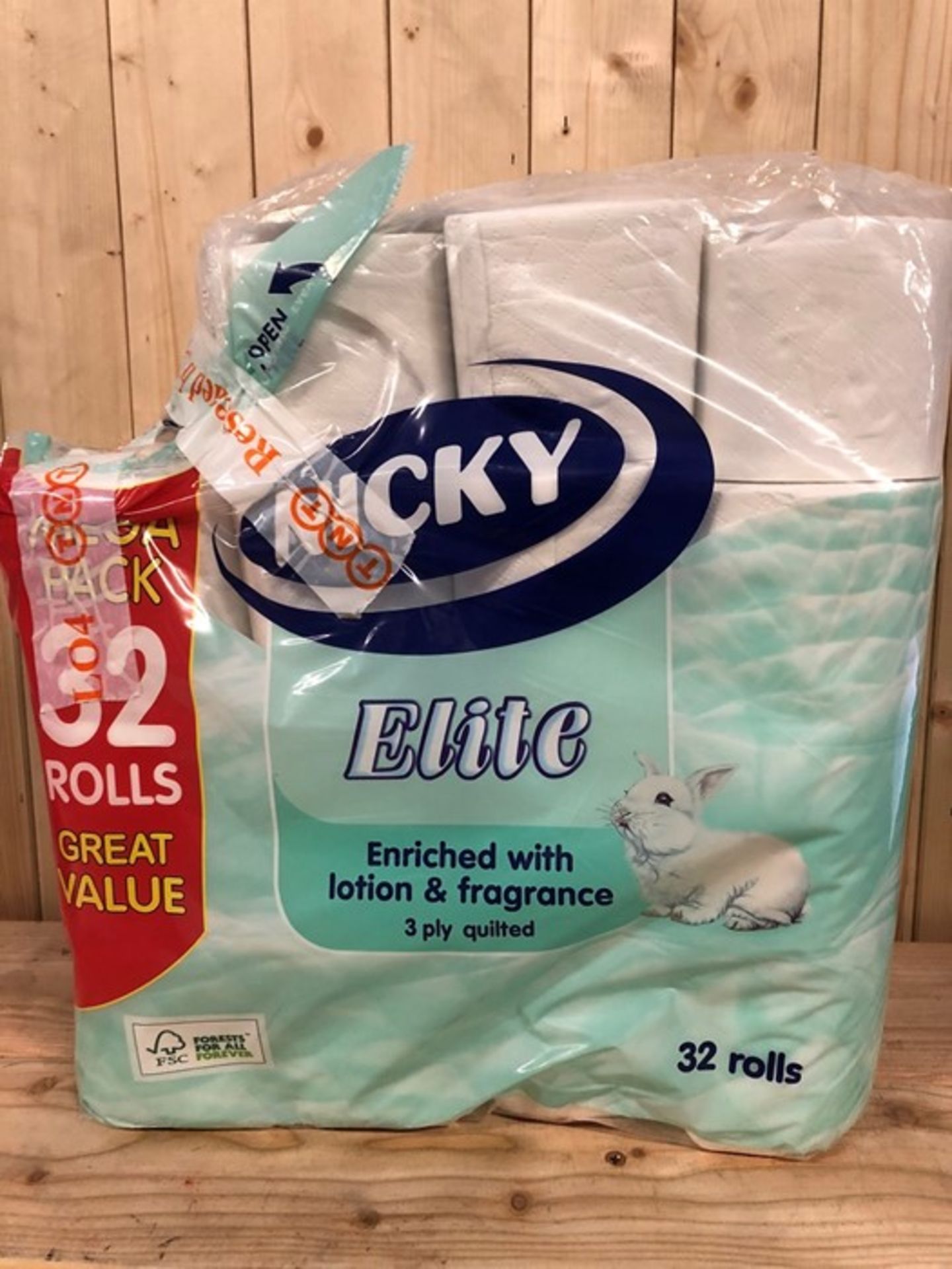 1 BAGGED SET OF 32 ROLLS OF NICKY ELITE ENRICHED WITH LOTION FRAGRANCE TOILET ROLLS / PN - 855 (