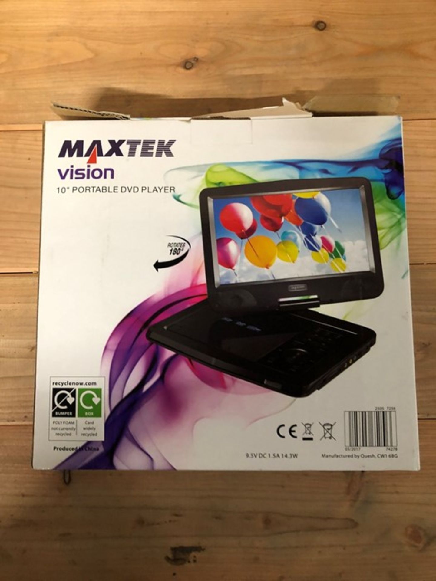 1 BOXED MAXTEK VISION 10" PORTABLE DVD PLAYER / RRP £29.99 (PUBLIC VIEWING AVAILABLE)