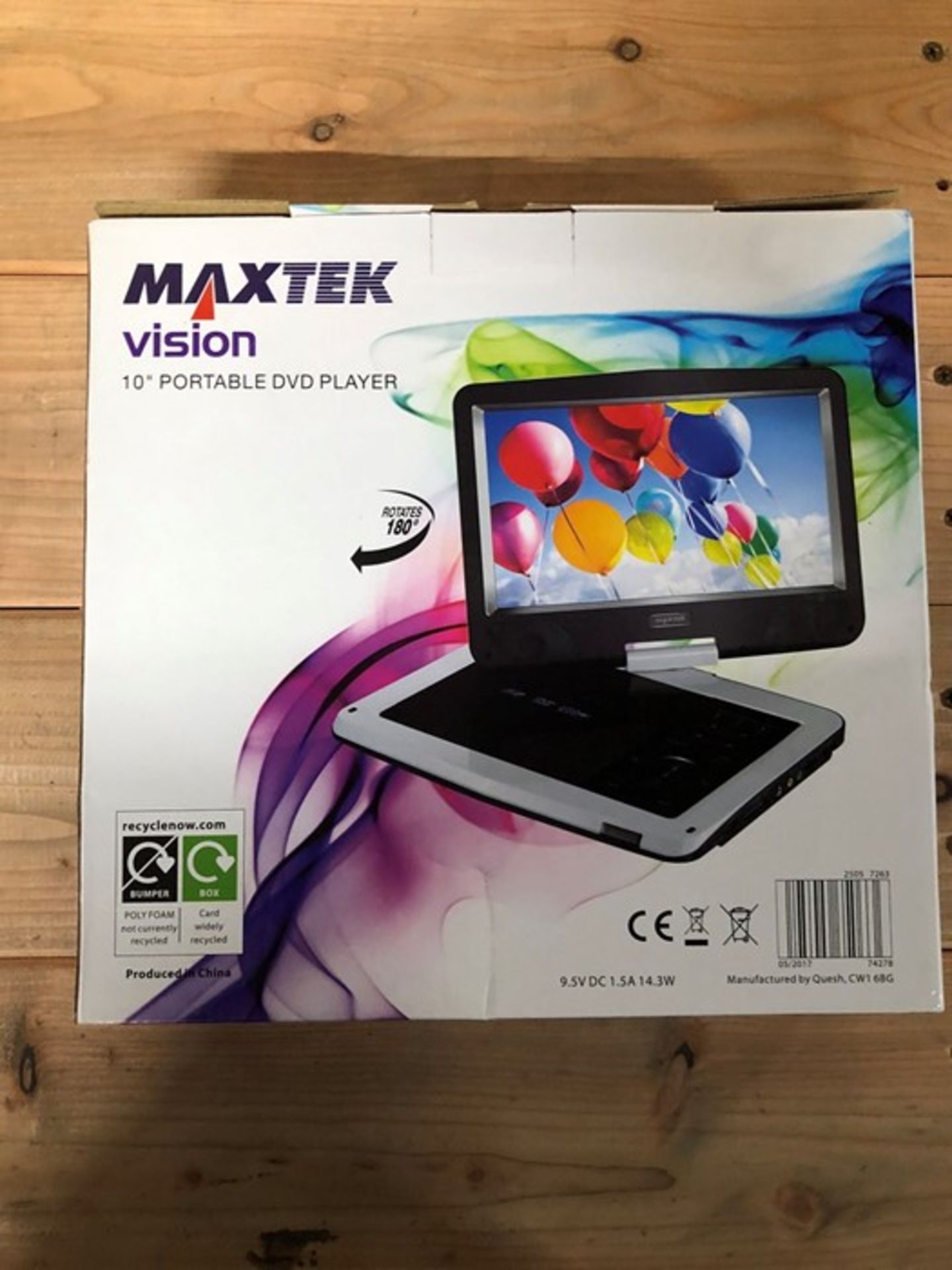 1 BOXED MAXTEK VISION 10" PORTABLE DVD PLAYER / RRP £29.99 (PUBLIC VIEWING AVAILABLE)