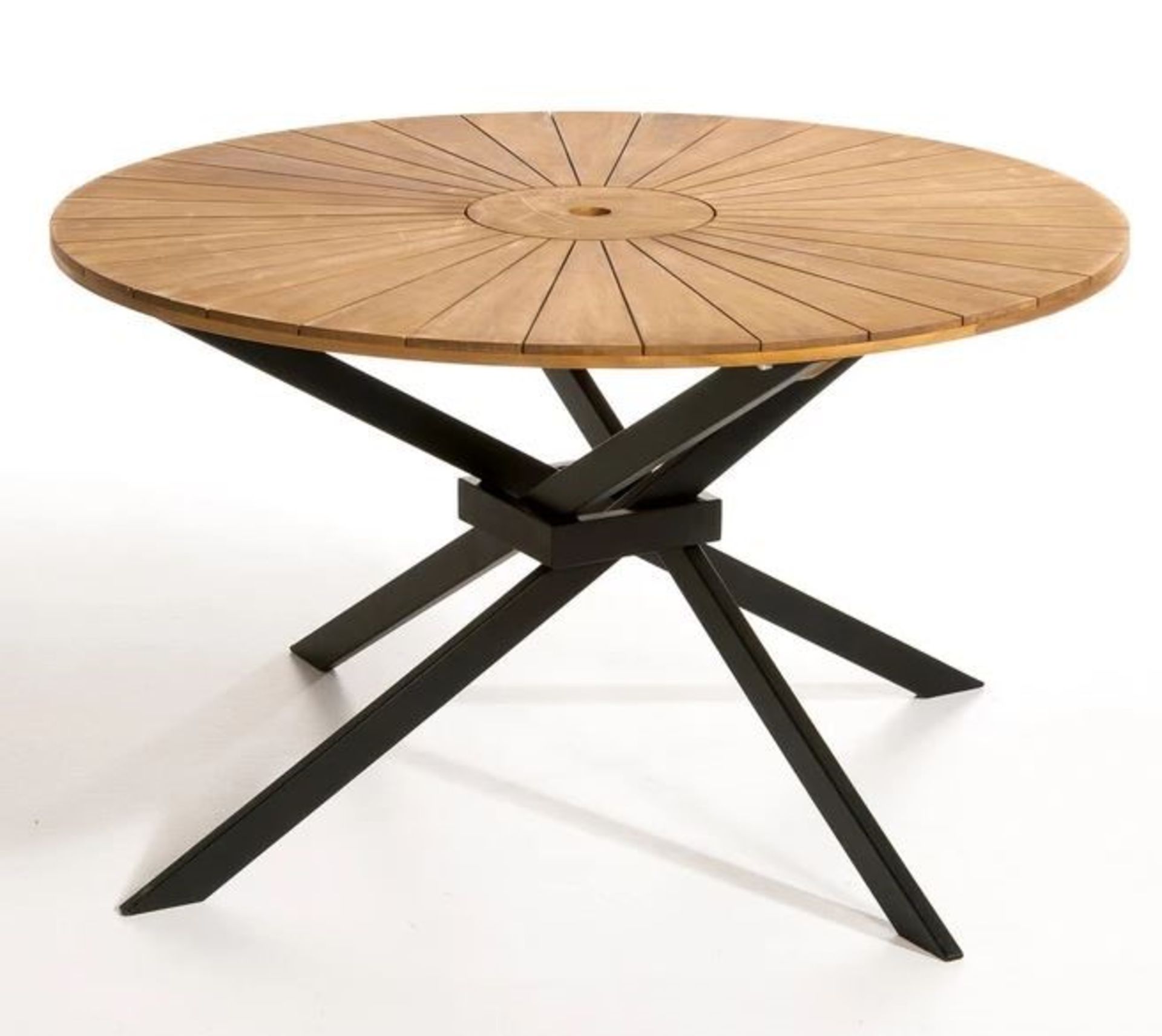 1 GRADE B BOXED JAKTA ROUND GARDEN TABLE IN NATURAL AND BLACK / RRP £350.00 (PUBLIC VIEWING