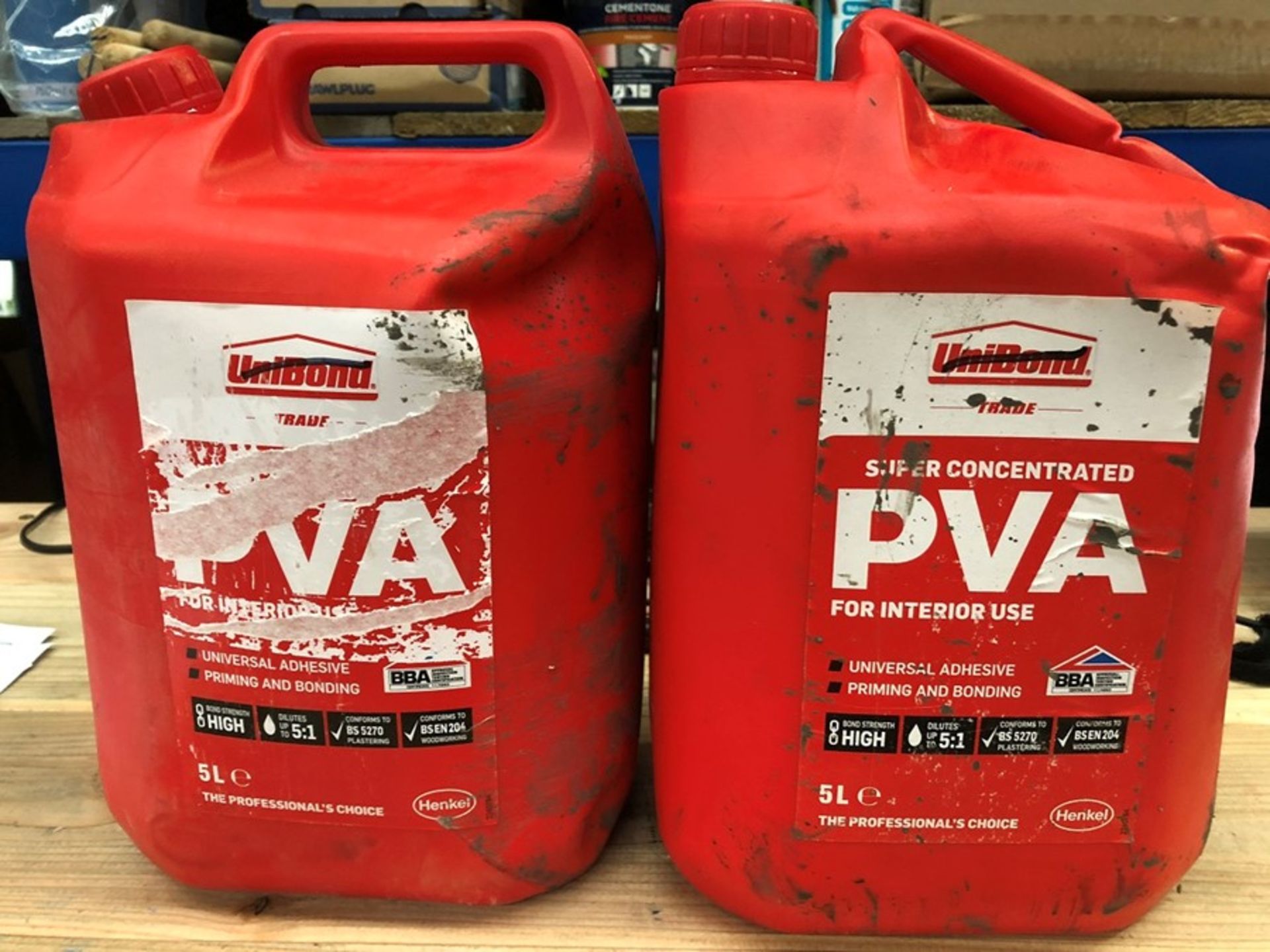 1 LOT TO CONTAIN 2 BOTTLES OF UNIBOND PVA SUPER CONCENTRATED / 5 LITRES PER BOTTLE (PUBLIC VIEWING