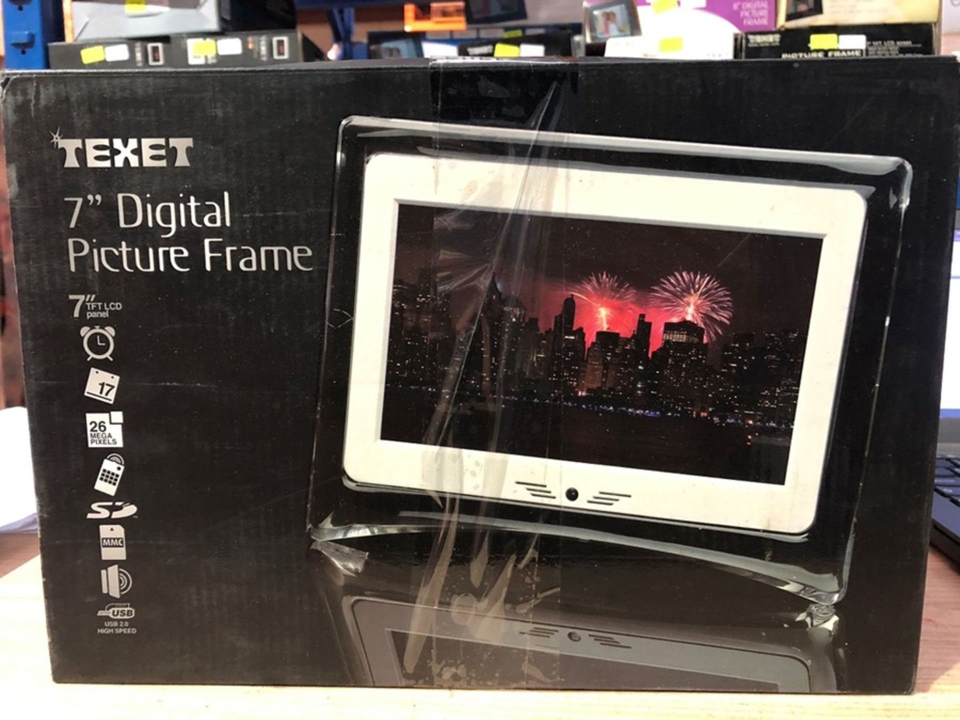 1 LOT TO CONTAIN 2 BOXED TEXET 7" DIGITAL PICTURE FRAMES IN WHITE / RRP £59.98 (PUBLIC VIEWING