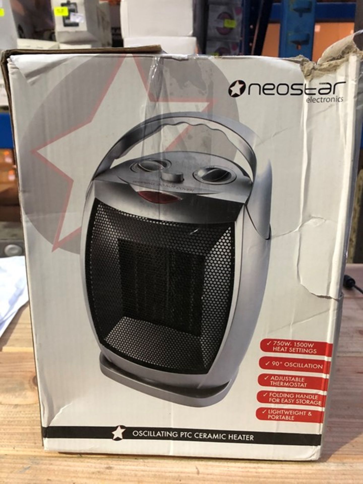 1 BOXED NEOSTAR ELECTRONICS OSCILLATING PTC CERAMIC HEATER / RRP £24.99 (PUBLIC VIEWING AVAILABLE)