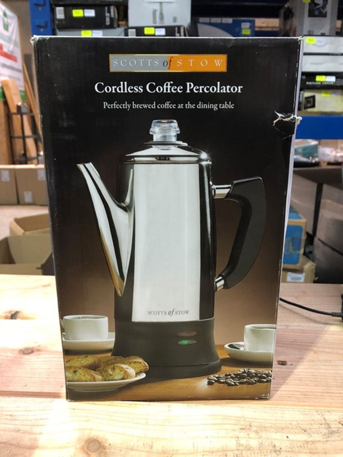 1 BOXED SCOTTS OF STOW CORDLESS COFFEE PERCOLATOR / RRP £39.99 (PUBLIC VIEWING AVAILABLE)