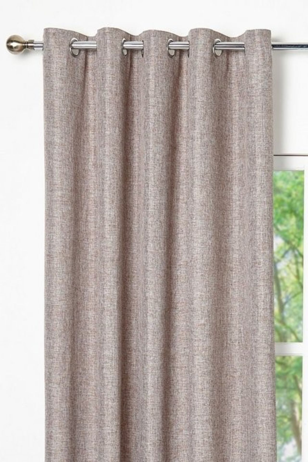 1 AS NEW BAGGED LINEN LOOK FULLY LINED EYELET CURTAINS IN COFFEE / 46 X 54" / RRP £60.00 (PUBLIC - Image 2 of 2