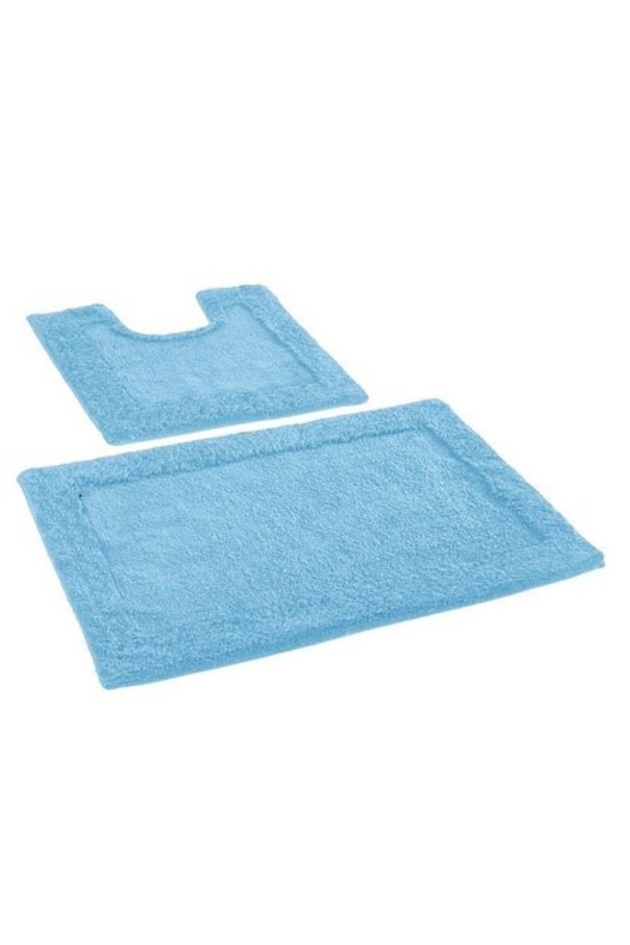 1 AS NEW BAGGED KINGSLEY 2 PIECE BATH MAT SET IN AQUA LAGOON (PUBLIC VIEWING AVAILABLE)