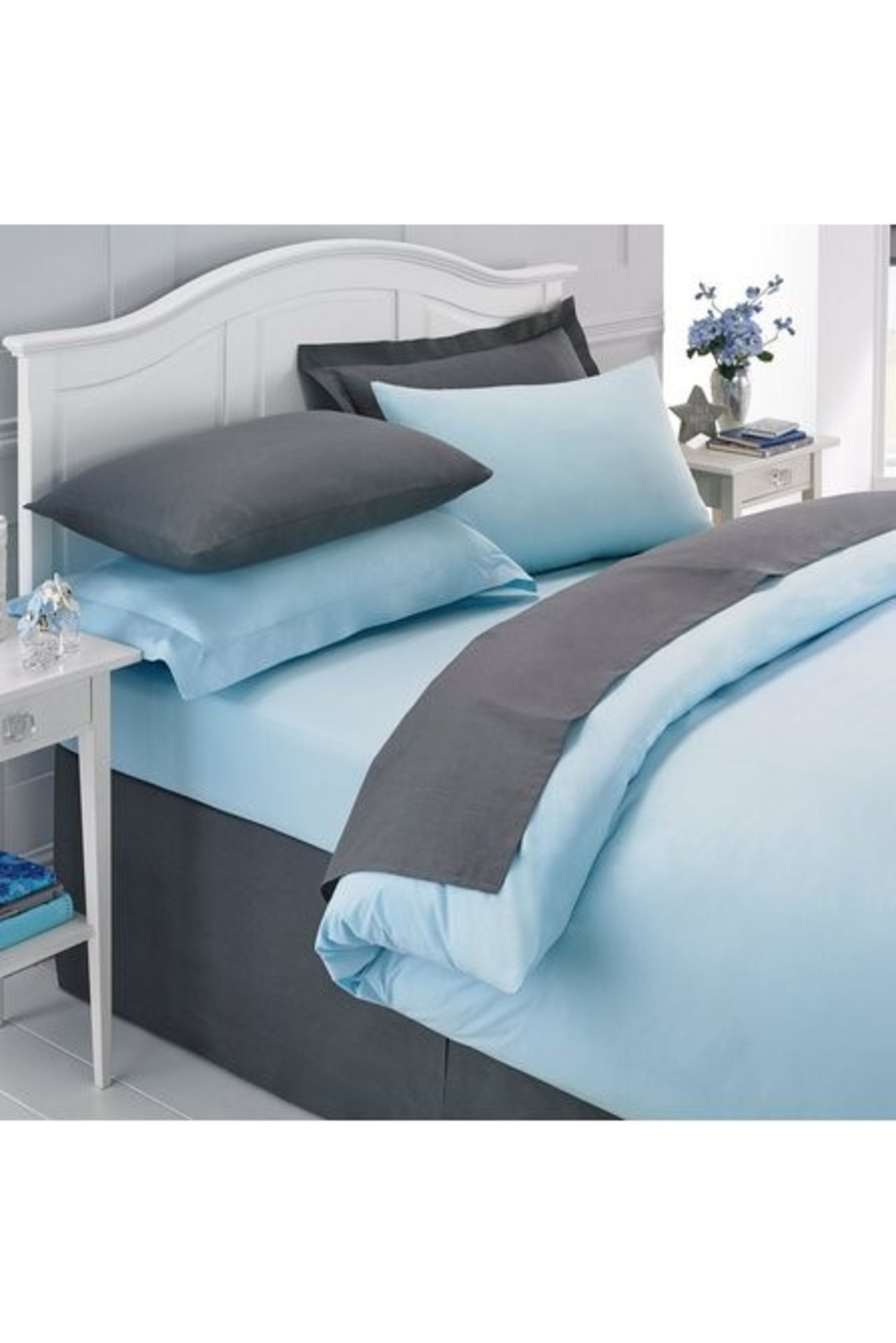 1 BAGGED PERCALE PLAIN DYED SINGLE DUVET COVER IN DUCK EGG / RRP £54.99 (PUBLIC VIEWING AVAILABLE)