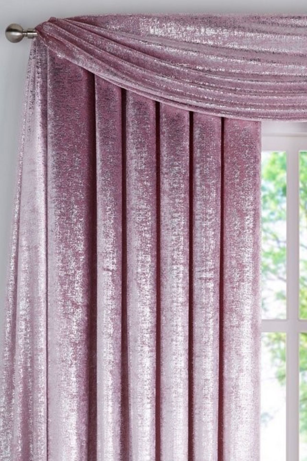 1 AS NEW BAGGED VENUS METALLIC VELVET SCARF PELMET IN PINK / RRP £27.99 (PUBLIC VIEWING AVAILABLE) - Image 2 of 2