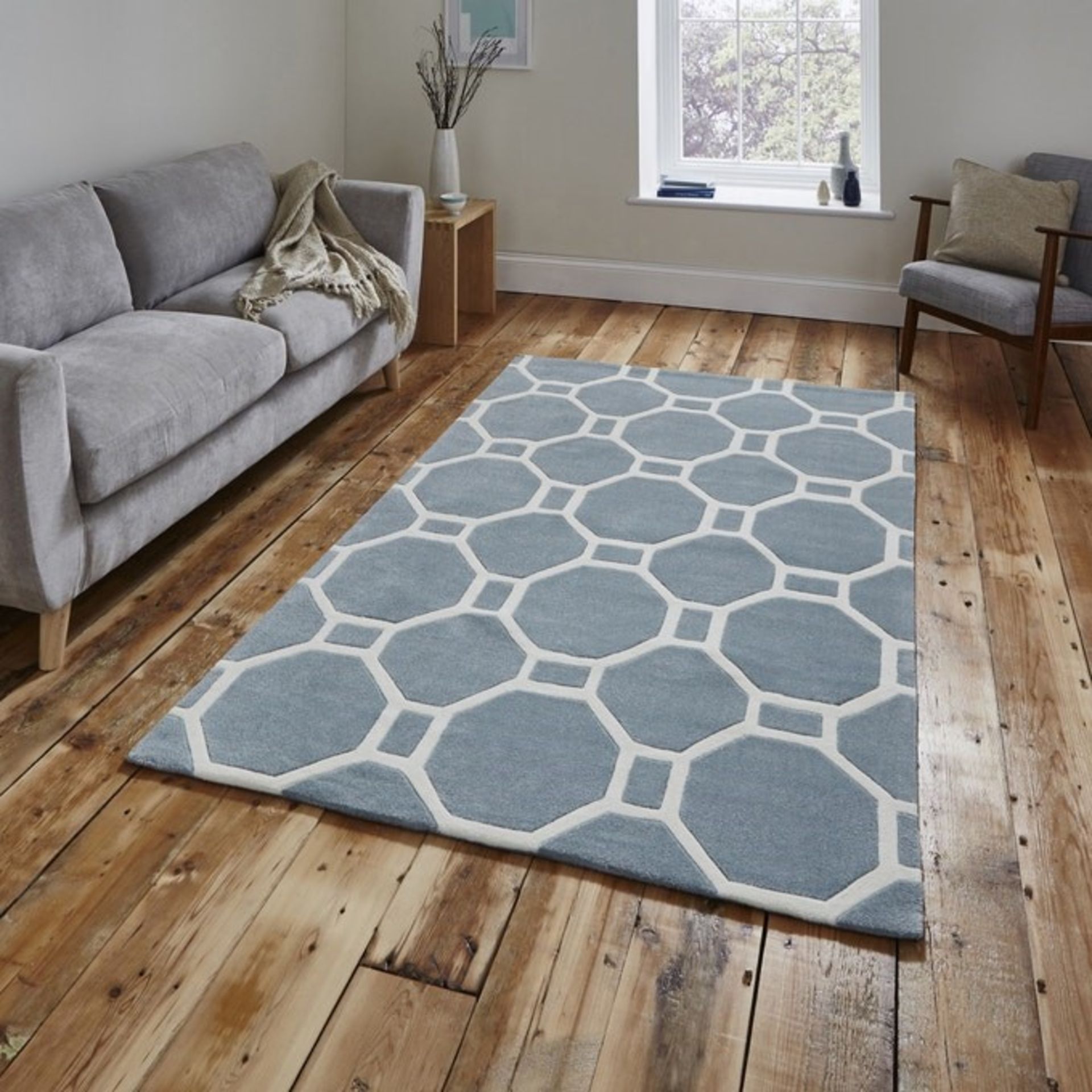 1 GRADE A BAGGED DESIGNER BERIC LATTICE RUG IN LIGHT BLUE / 120 X 170CM / RRP £159.00 (PUBLIC - Image 2 of 2