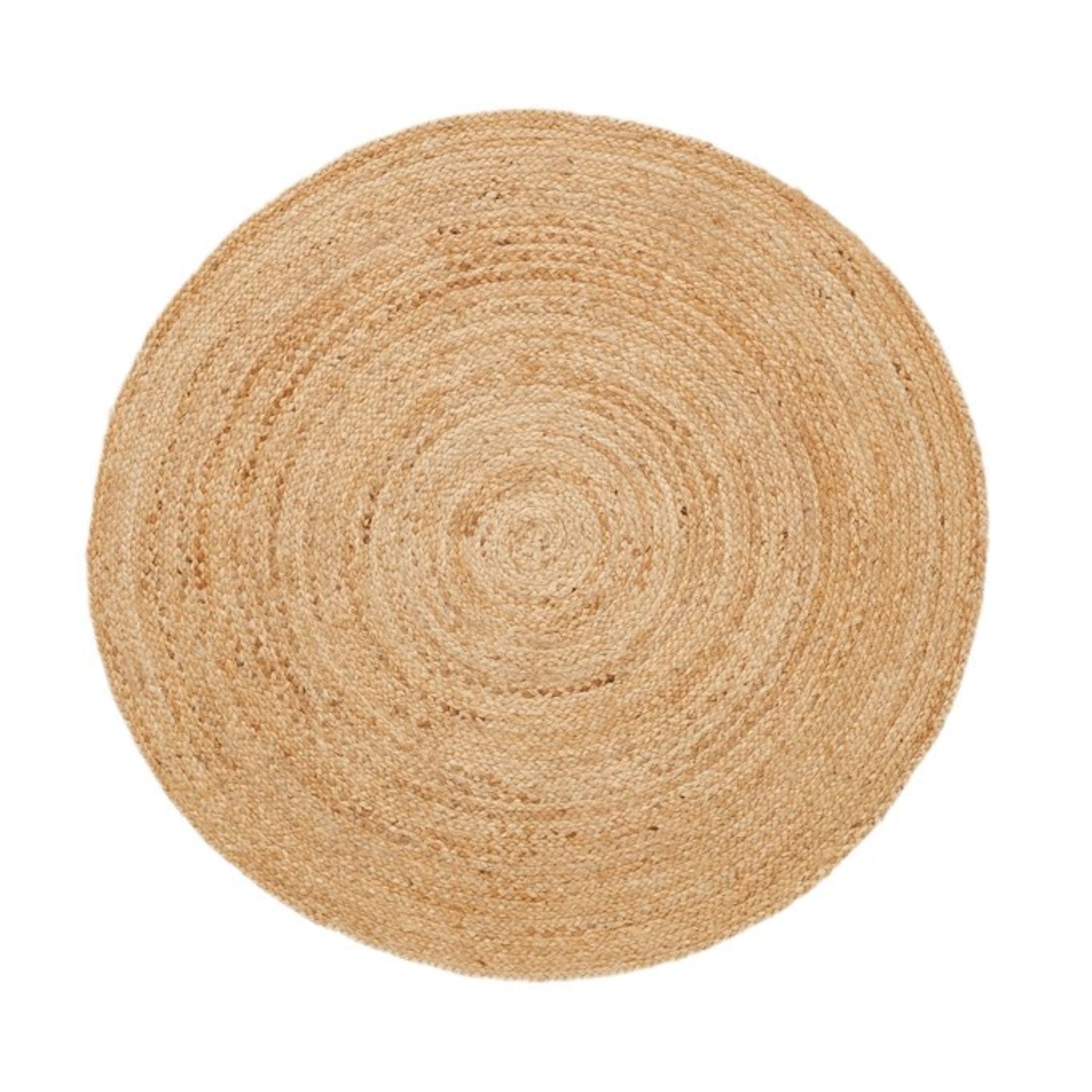 1 GRADE A BAGGED DESIGNER AFTAS ROUND JUTE RUG IN NATURAL BEIGE / 100CM / RRP £25.00 (PUBLIC VIEWING