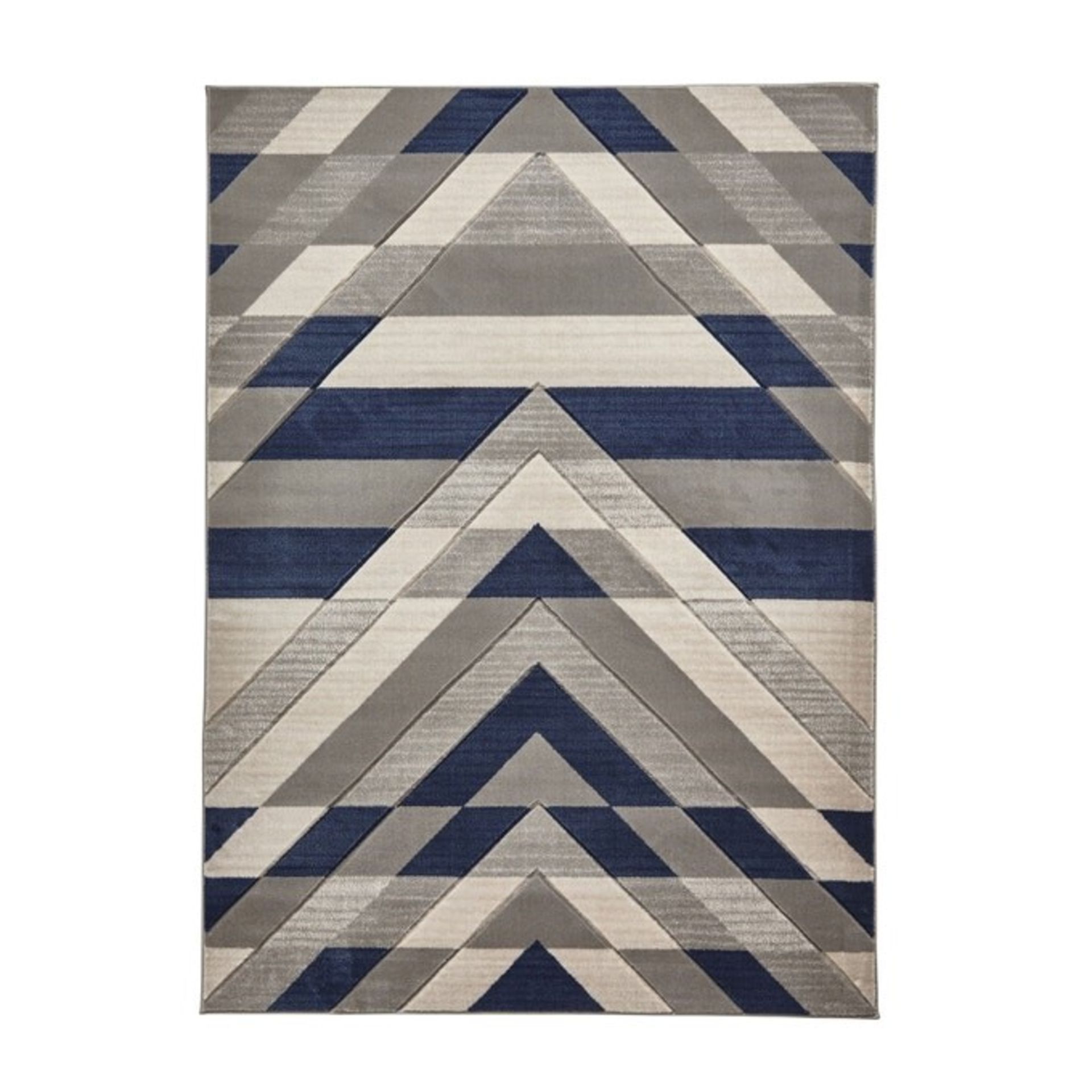 1 GRADE A BAGGED DESIGNER GEOMETRIC RUG IN GREY/BLUE / 120 X 170CM / RRP £79.00 (PUBLIC VIEWING