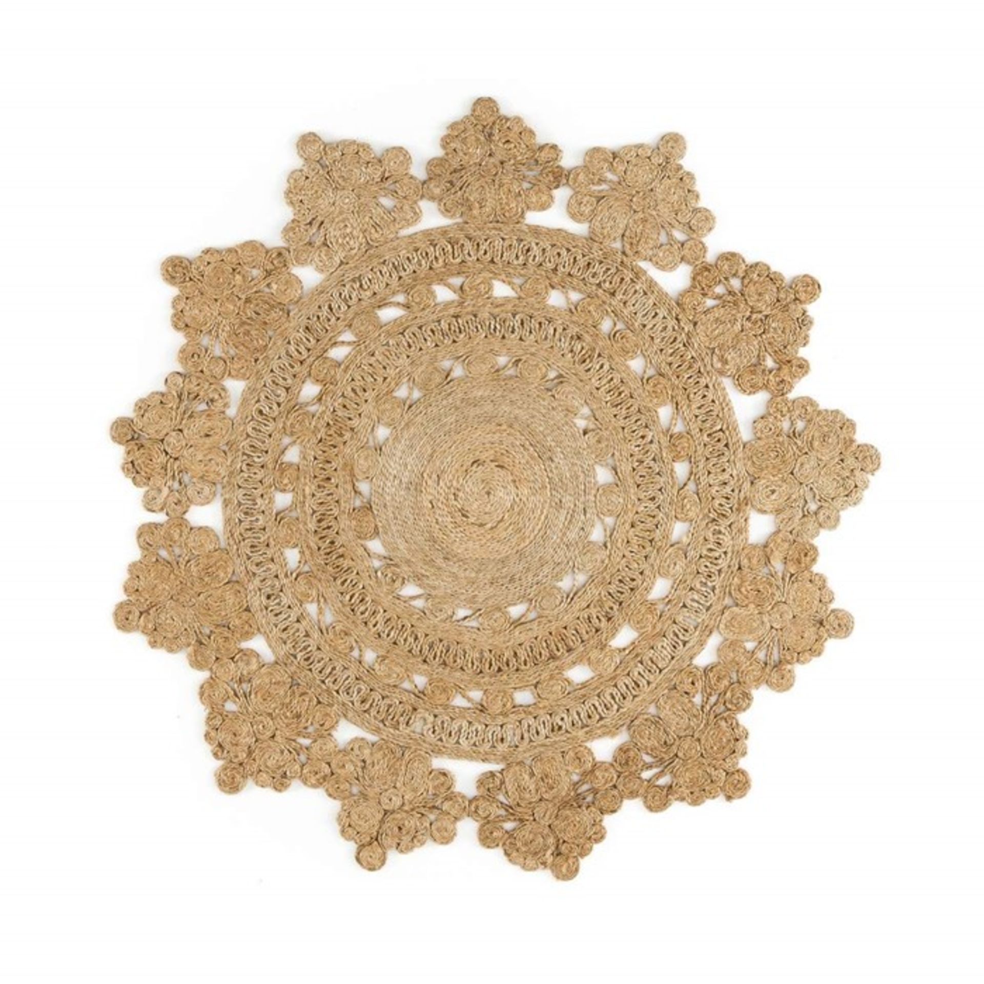 1 GRADE A BAGGED DESIGNER ROSETTE ROUND RUG IN NATURAL / 150CM / RRP £135.00 (PUBLIC VIEWING - Image 2 of 2