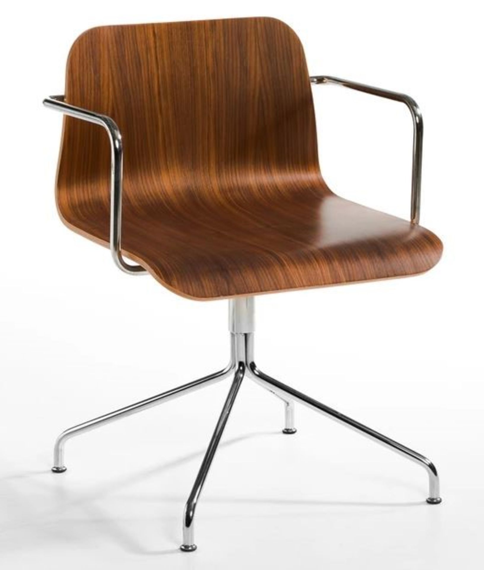 1 GRADE A BOXED DESIGNER GURWAN RETRO OFFICE CHAIR IN WALNUT / RRP £375.00 (PUBLIC VIEWING