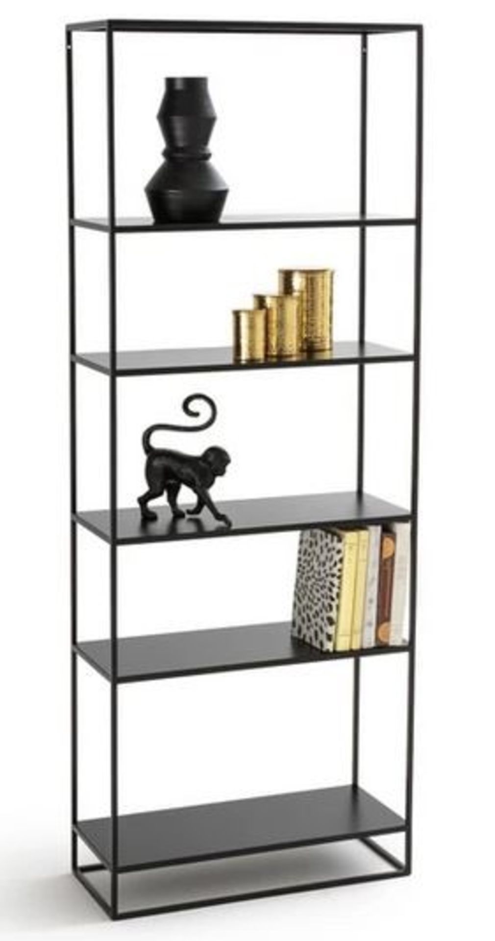 1 GRADE B BOXED DESIGNER HIBA 6 SHELF STEEL BOOKCASE IN BLACK / RRP £240.00 (PUBLIC VIEWING