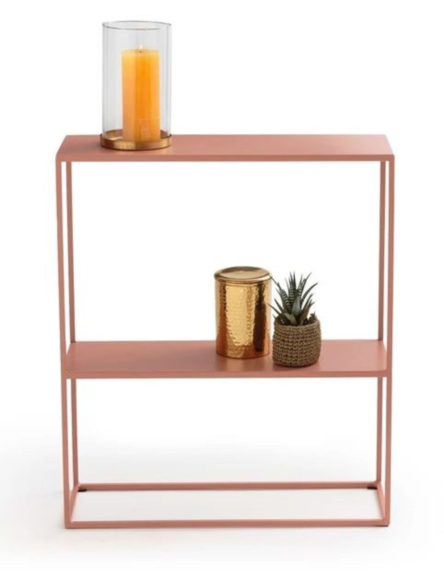 1 GRADE A BOXED DESIGNER HIBA COMPACT METAL CONSOLE TABLE IN DUSTY PINK / RRP £99.00 (PUBLIC VIEWING - Image 2 of 2