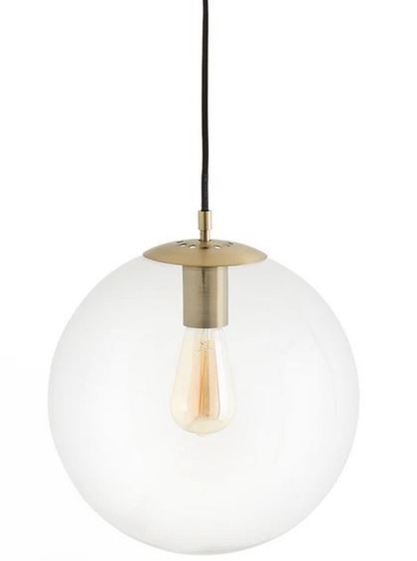 1 BOXED GRADE A DESIGNER BULEA GLASS AND BRASS BALL LIGHT - LIGHTBULB NOT INCLUDED / RRP £99.00 (