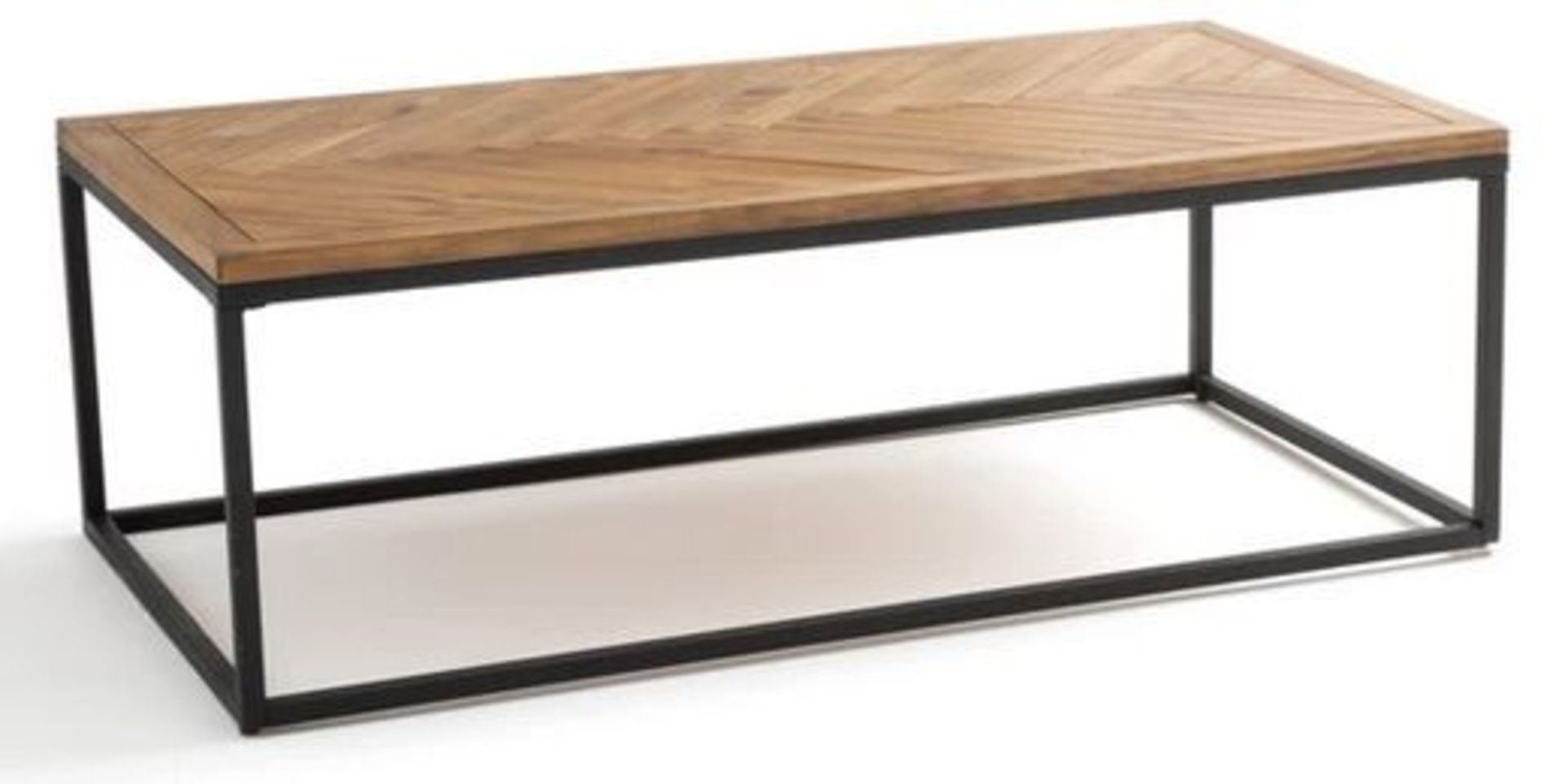 1 GRADE B BOXED DESIGNER METAL AND PINE PARQUET COFFEE TABLE / RRP £195.00 (PUBLIC VIEWING