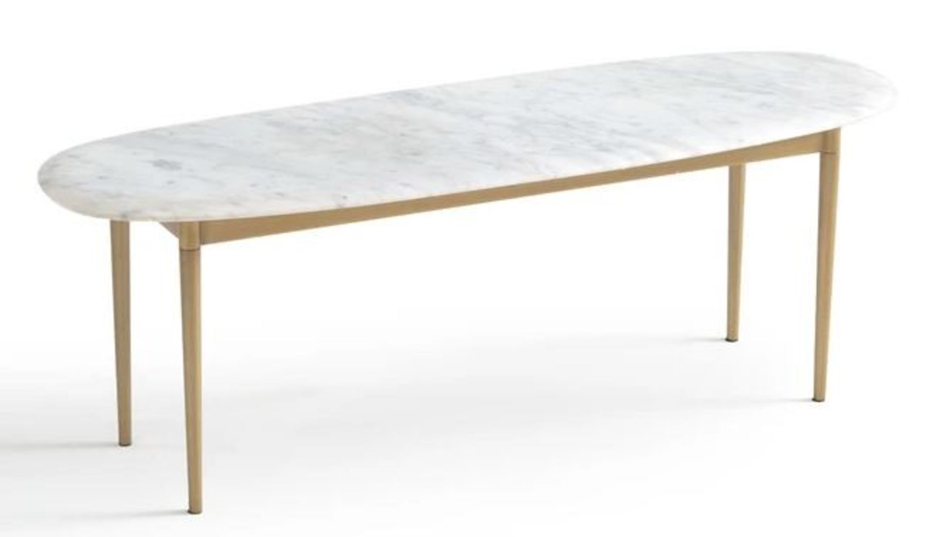 1 GRADE A ASSEMBLED DESIGNER ADELONG SMALL MARBLE COFFEE TABLE IN WHITE / RRP £425.00 (PUBLIC