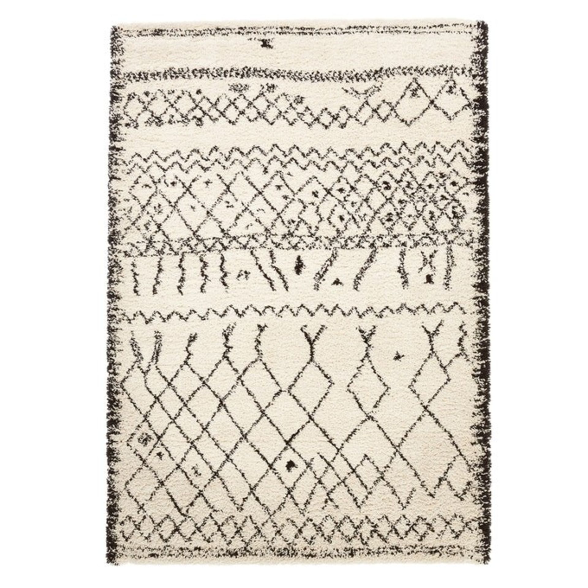 1 GRADE A BAGGED DESIGNER AFAW BERBER STYLE RUG IN CREAM/BLACK / 200 X 290CM / RRP £99.00 (PUBLIC