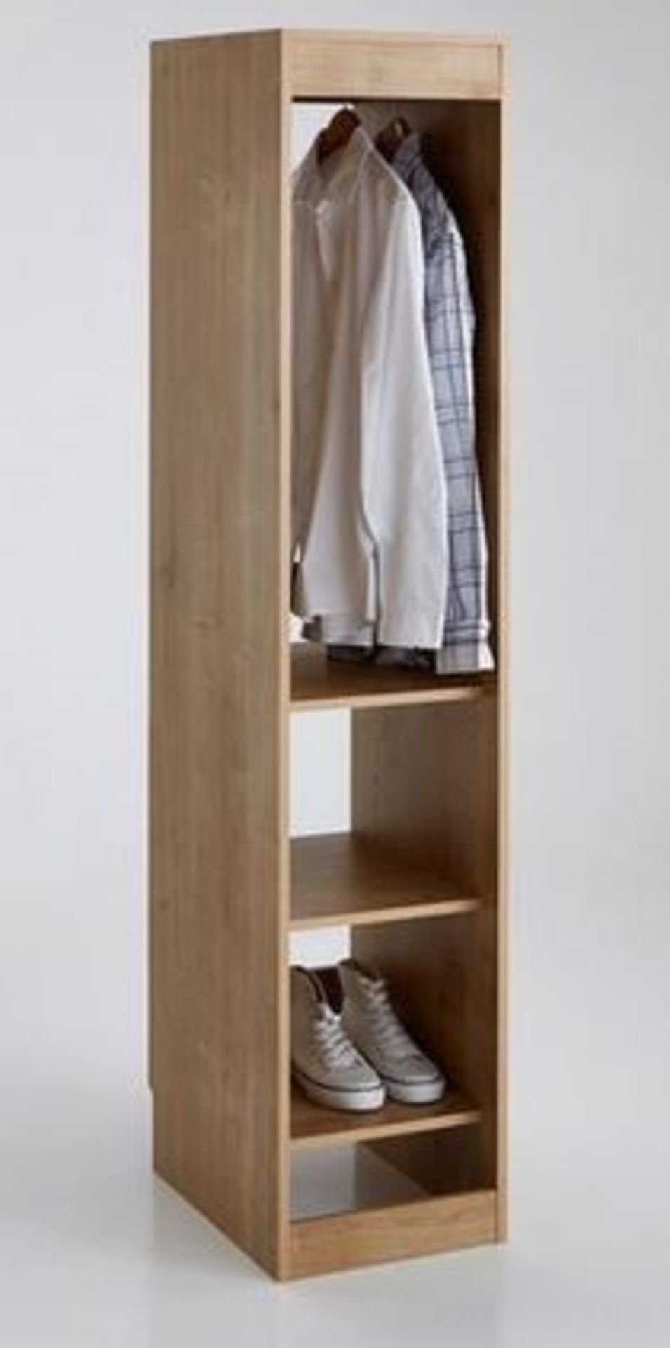 1 GRADE A BOXED DESIGNER WARDROBE MODULE IN OAK / RRP £195.00 (PUBLIC VIEWING AVAILABLE)