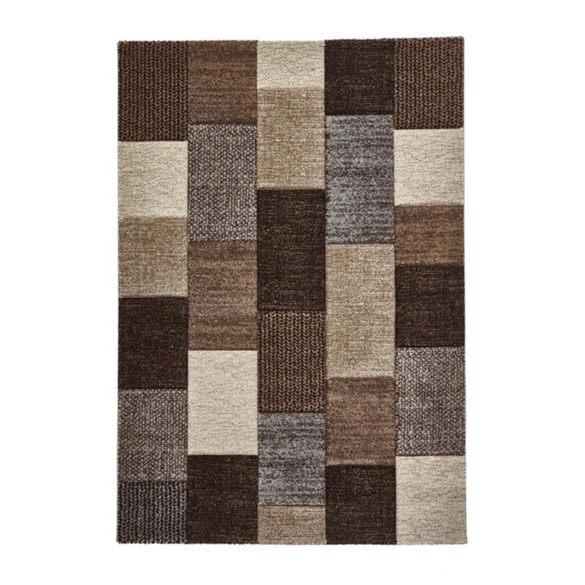 1 GRADE A BAGGED DESIGNER GEO BRICK RUG IN BROWN/BEIGE / 160 X 220CM / RRP £169.00 (PUBLIC VIEWING