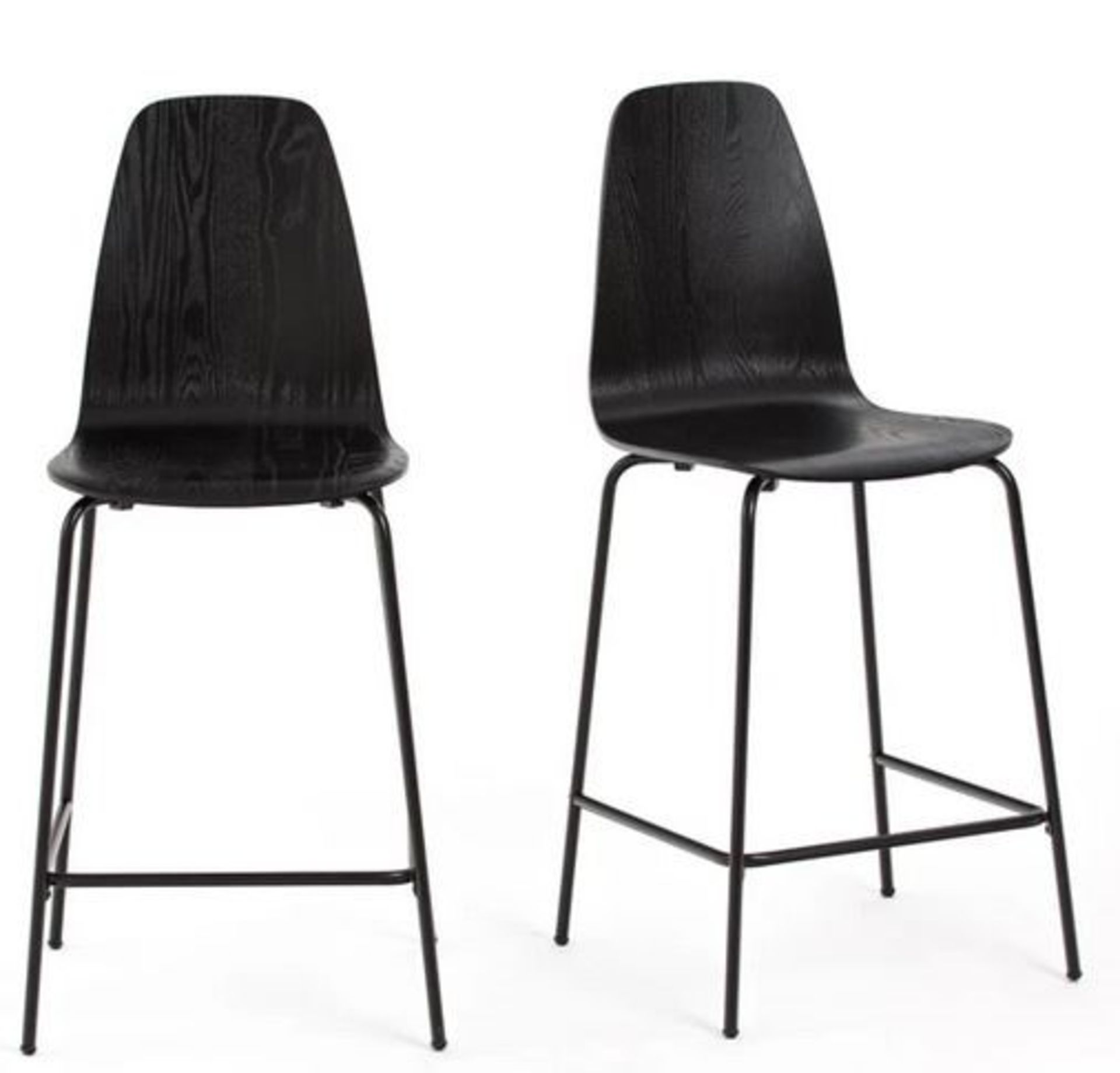 1 GRADE B BOXED DESIGNER MID-HEIGHT BAR CHAIRS SET OF 2 IN BLACK / RRP £235.00 (PUBLIC VIEWING