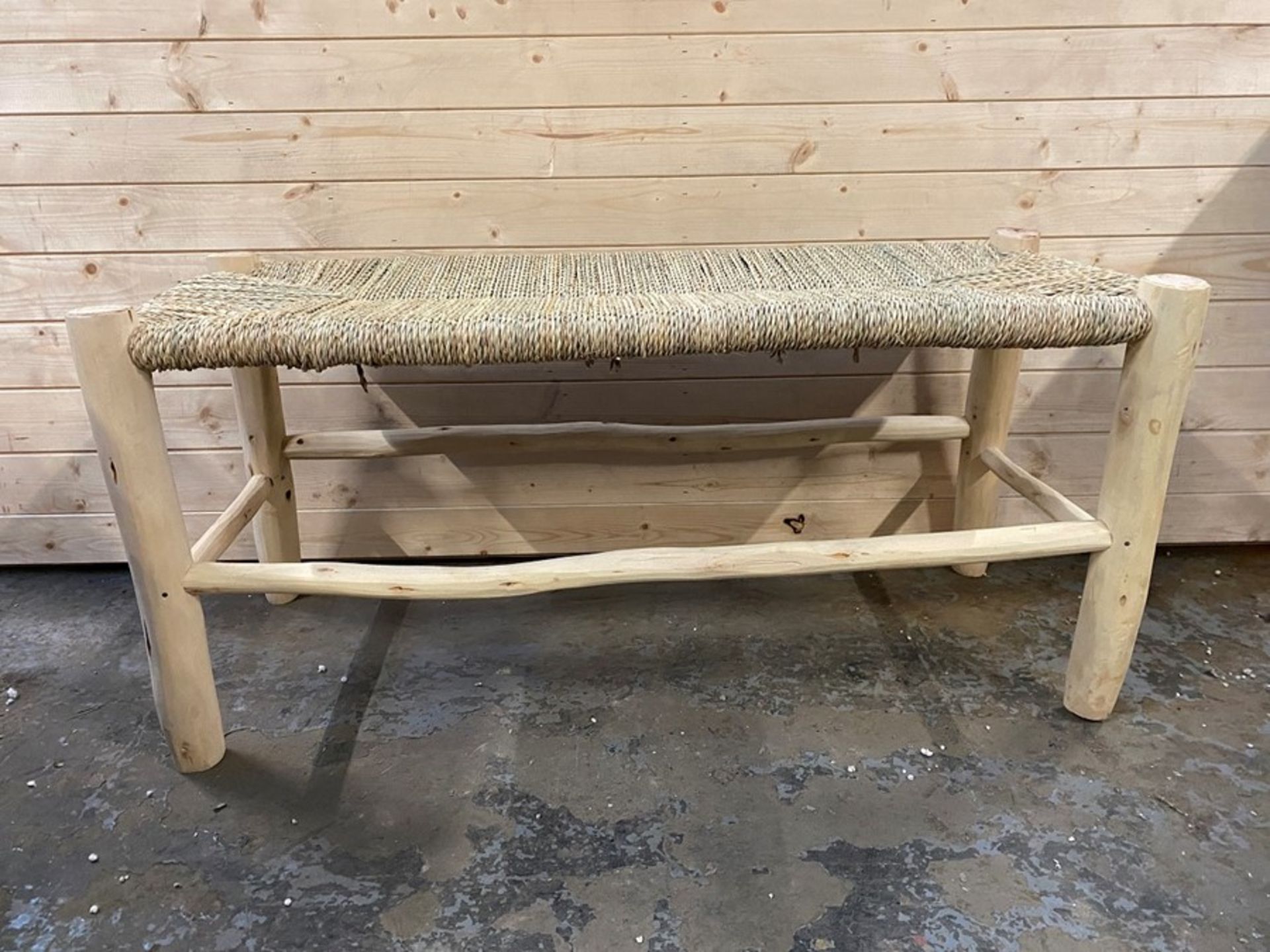 1 GRADE A ASSEMBLED DESIGNER GHADA RAW WILLOW WOOD BENCH / RRP £145.00 (PUBLIC VIEWING AVAILABLE)