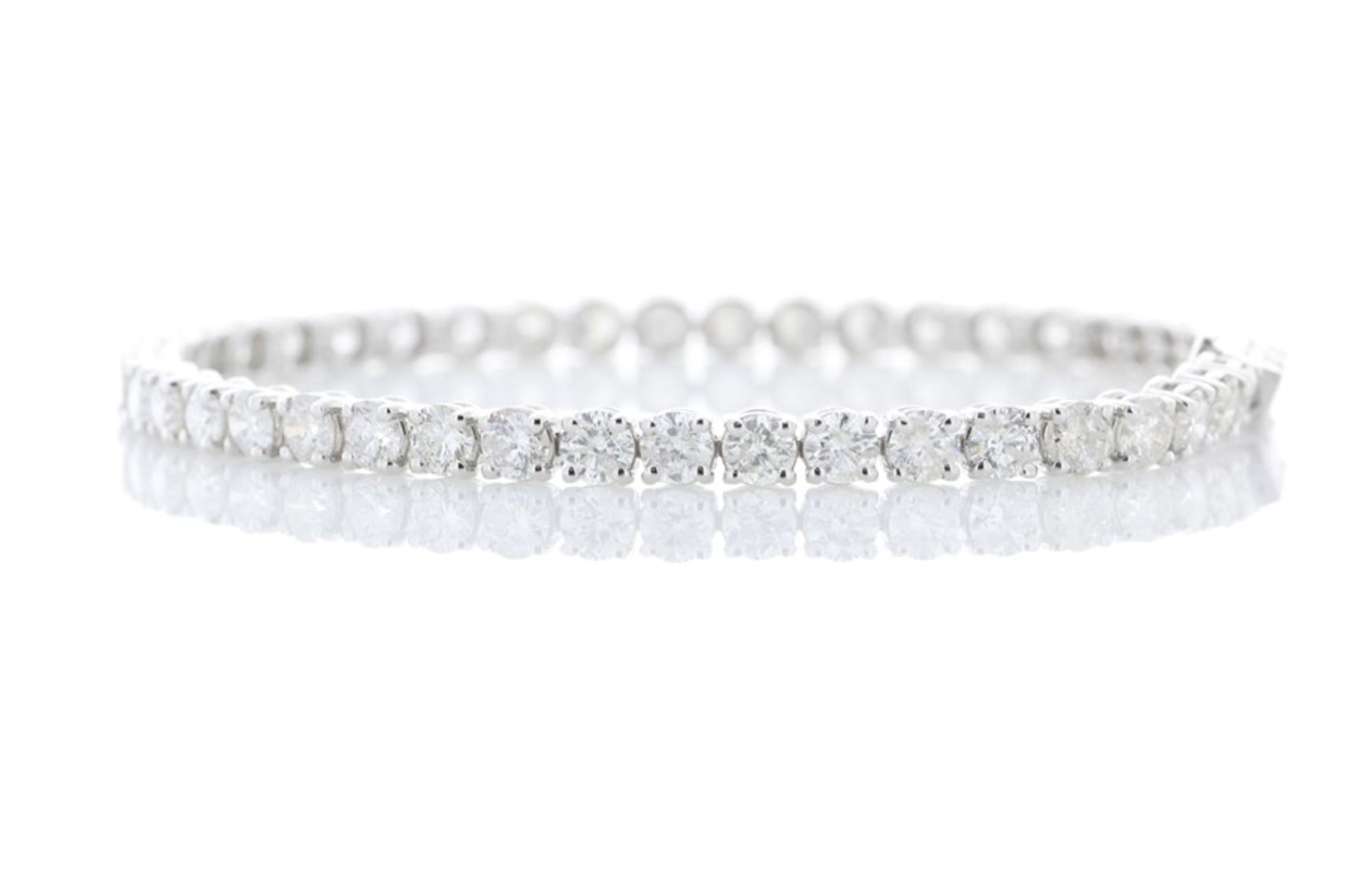 Valued by GIE £75,345.00 - 18ct White Gold Tennis Diamond Bracelet 9.03 Carats - 3493047, Colour-D - - Image 2 of 4