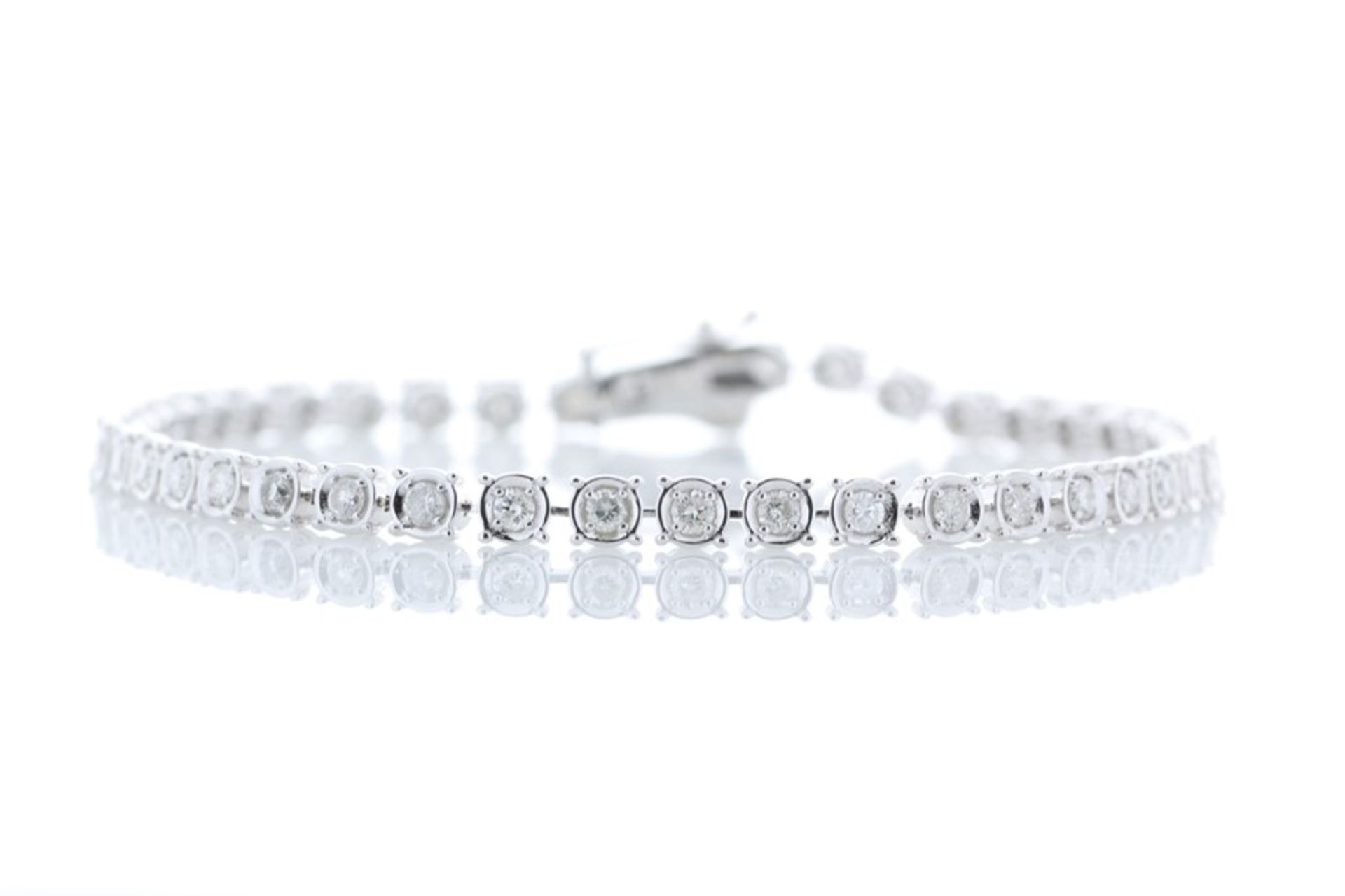 Valued by GIE £19,220.00 - 18ct White Gold Tennis Diamond Bracelet 1.50 Carats - 3493040, Colour-