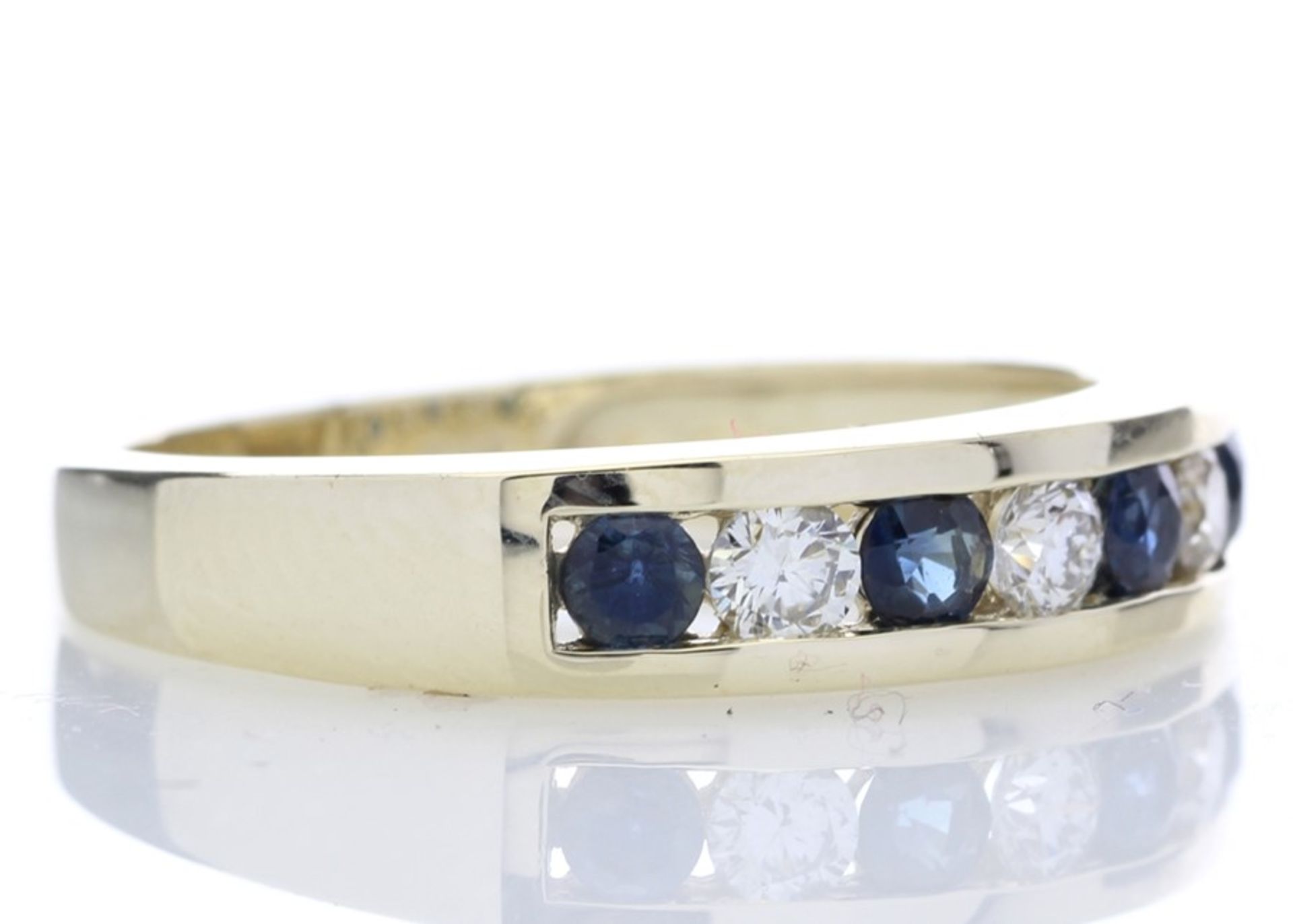 Valued by GIE £2,945.00 - 9ct Yellow Gold Channel Set Semi Eternity Diamond Ring 0.25 (Sapphire) - Image 4 of 5