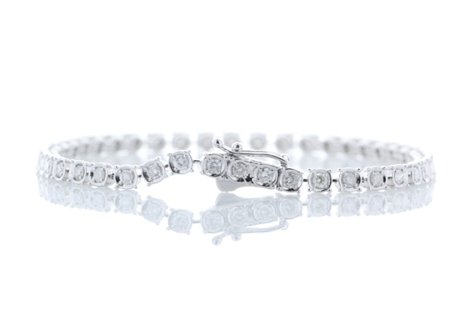 Valued by GIE £19,220.00 - 18ct White Gold Tennis Diamond Bracelet 1.50 Carats - 3493040, Colour- - Image 3 of 5