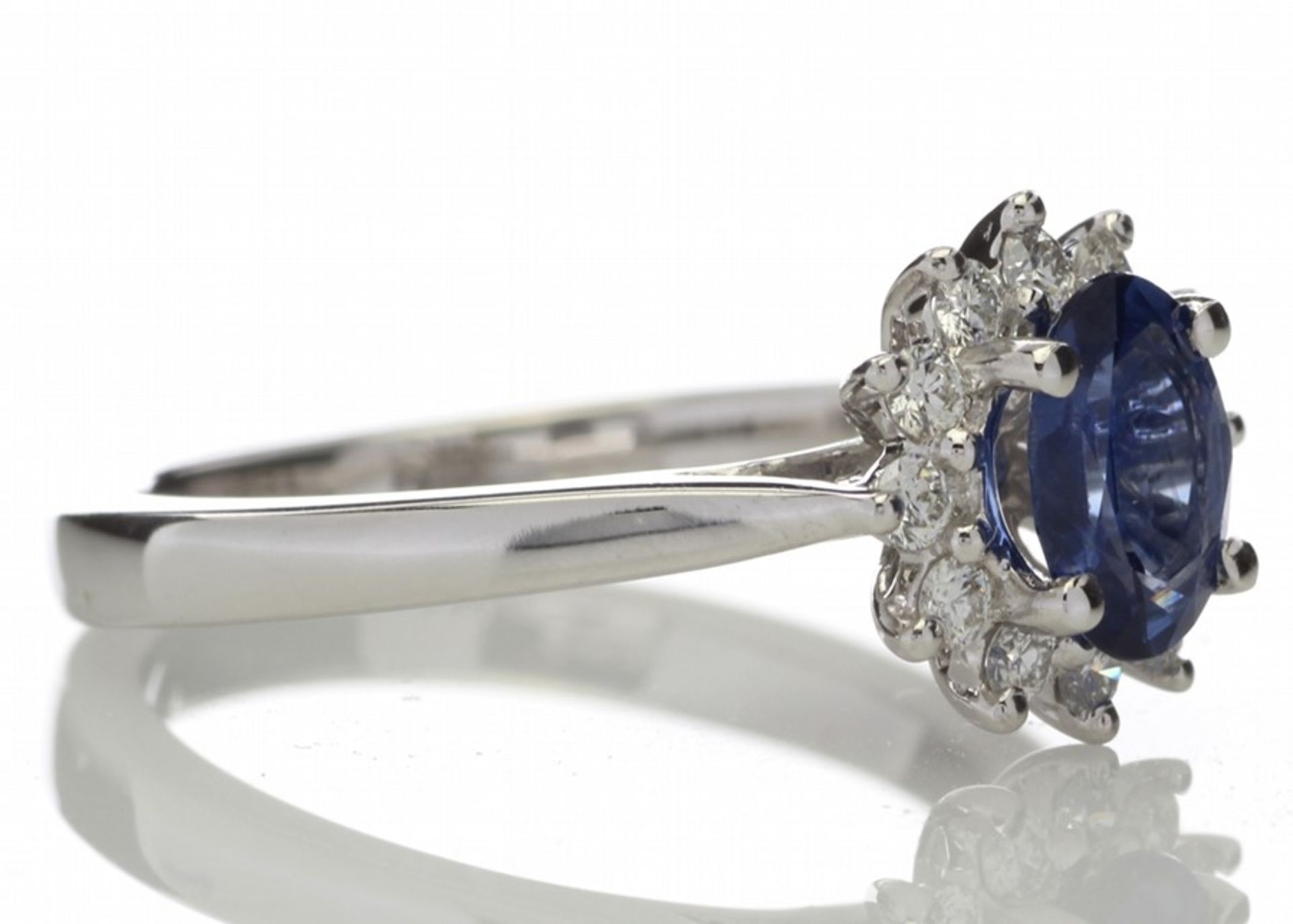 Valued by GIE £11,150.00 - 18ct White Gold Diamond And Sapphire Cluster Ring (S0.82) 0.25 Carats - - Image 4 of 5