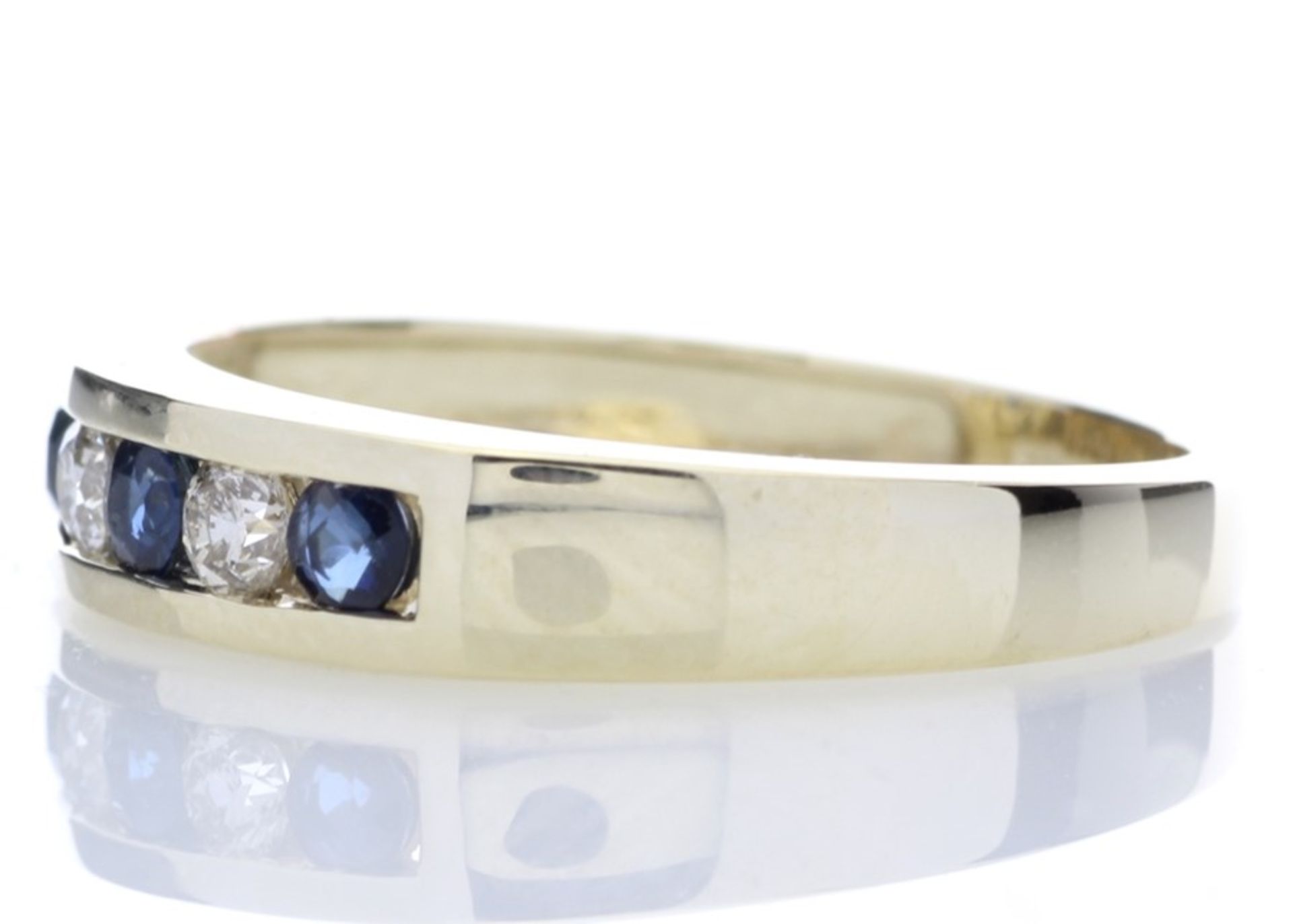 Valued by GIE £2,945.00 - 9ct Yellow Gold Channel Set Semi Eternity Diamond Ring 0.25 (Sapphire) - Image 2 of 5