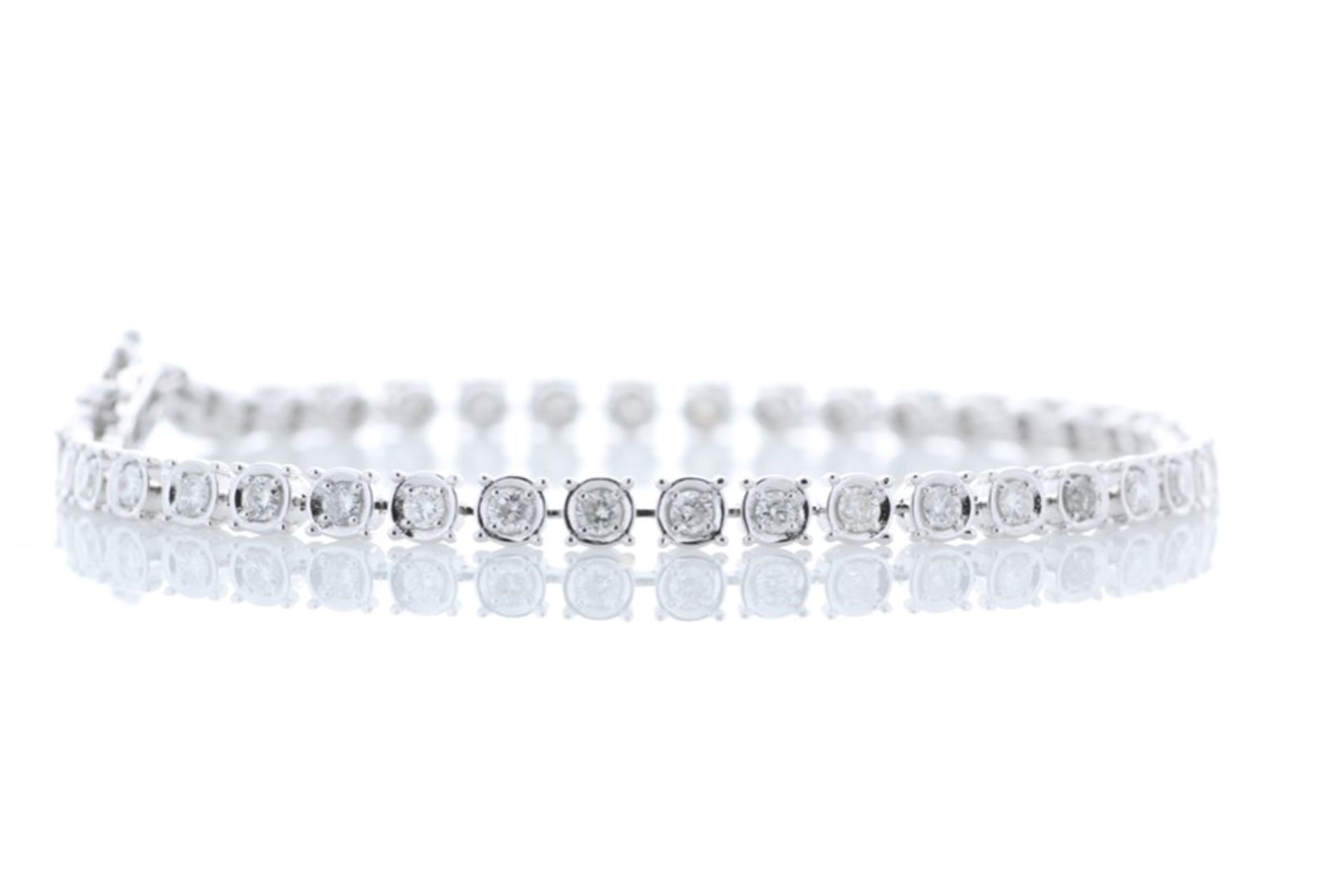 Valued by GIE £19,220.00 - 18ct White Gold Tennis Diamond Bracelet 1.50 Carats - 3493040, Colour- - Image 4 of 5