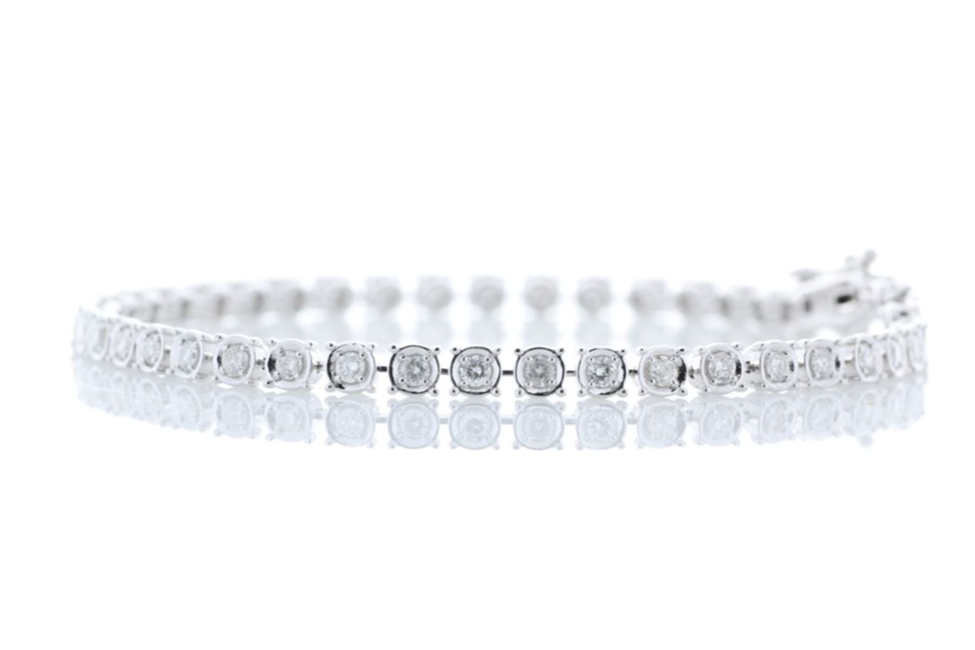 Valued by GIE £19,220.00 - 18ct White Gold Tennis Diamond Bracelet 1.50 Carats - 3493040, Colour- - Image 2 of 5