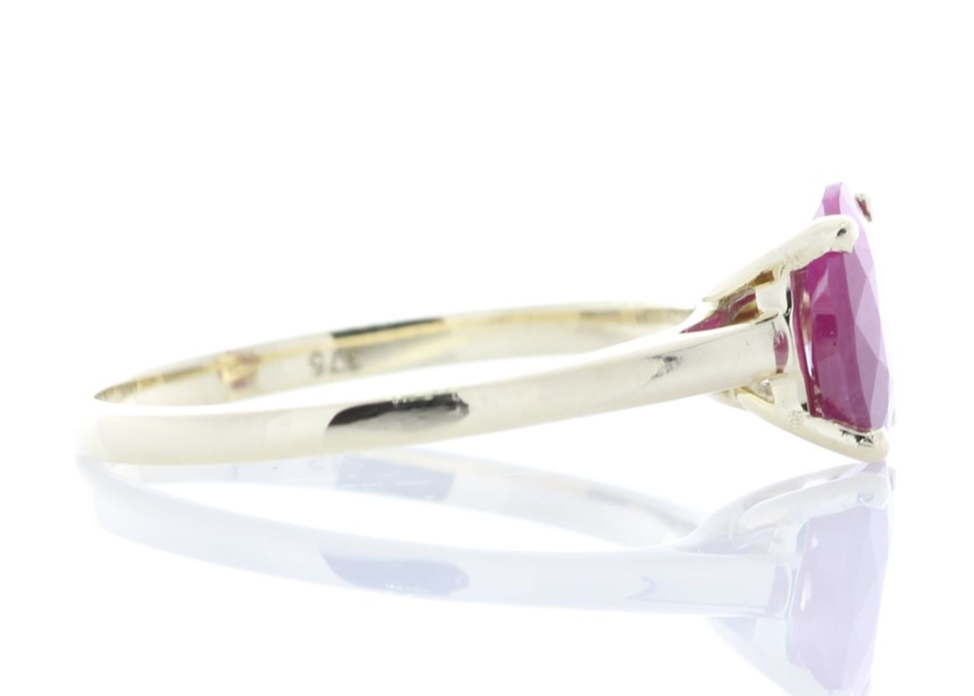 Valued by AGI £2,350.00 - 9ct Yellow Gold Single Stone Emerald Cut Ruby Ring 1.24 Carats - 7125033R, - Image 4 of 4