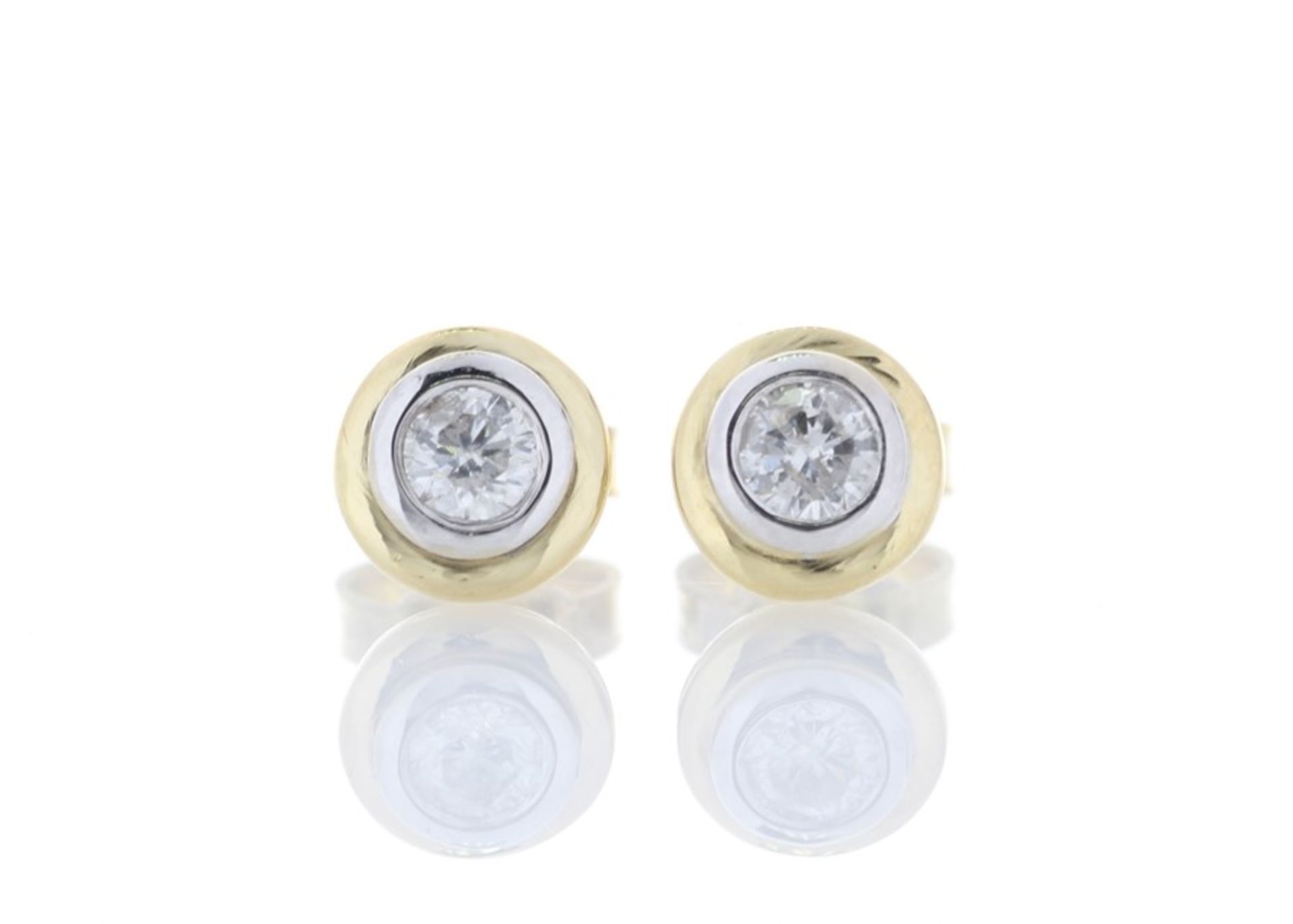 Valued by GIE £5,450.00 - 18ct Yellow Gold Single Stone Rub Over Set Diamond Earring 0.26 Carats -
