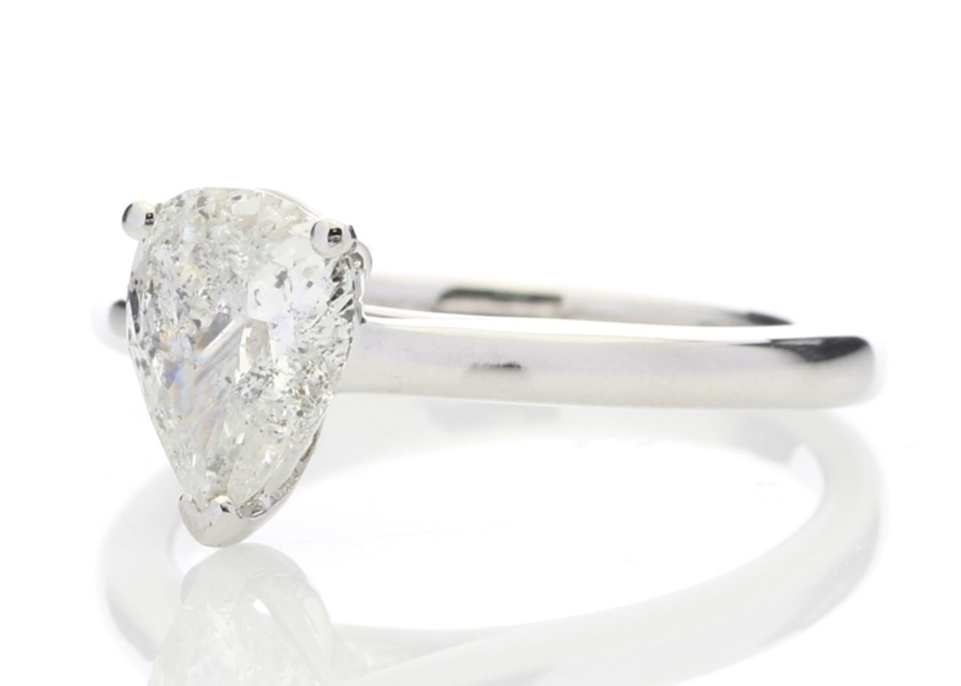 Valued by GIE £18,350.00 - 18ct White Gold Single Stone Pear Cut Diamond Ring 1.02 Carats - 3120006, - Image 2 of 5