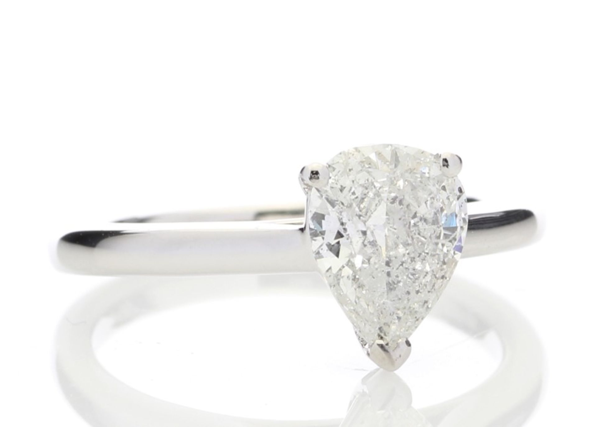 Valued by GIE £18,350.00 - 18ct White Gold Single Stone Pear Cut Diamond Ring 1.02 Carats - 3120006, - Image 4 of 5