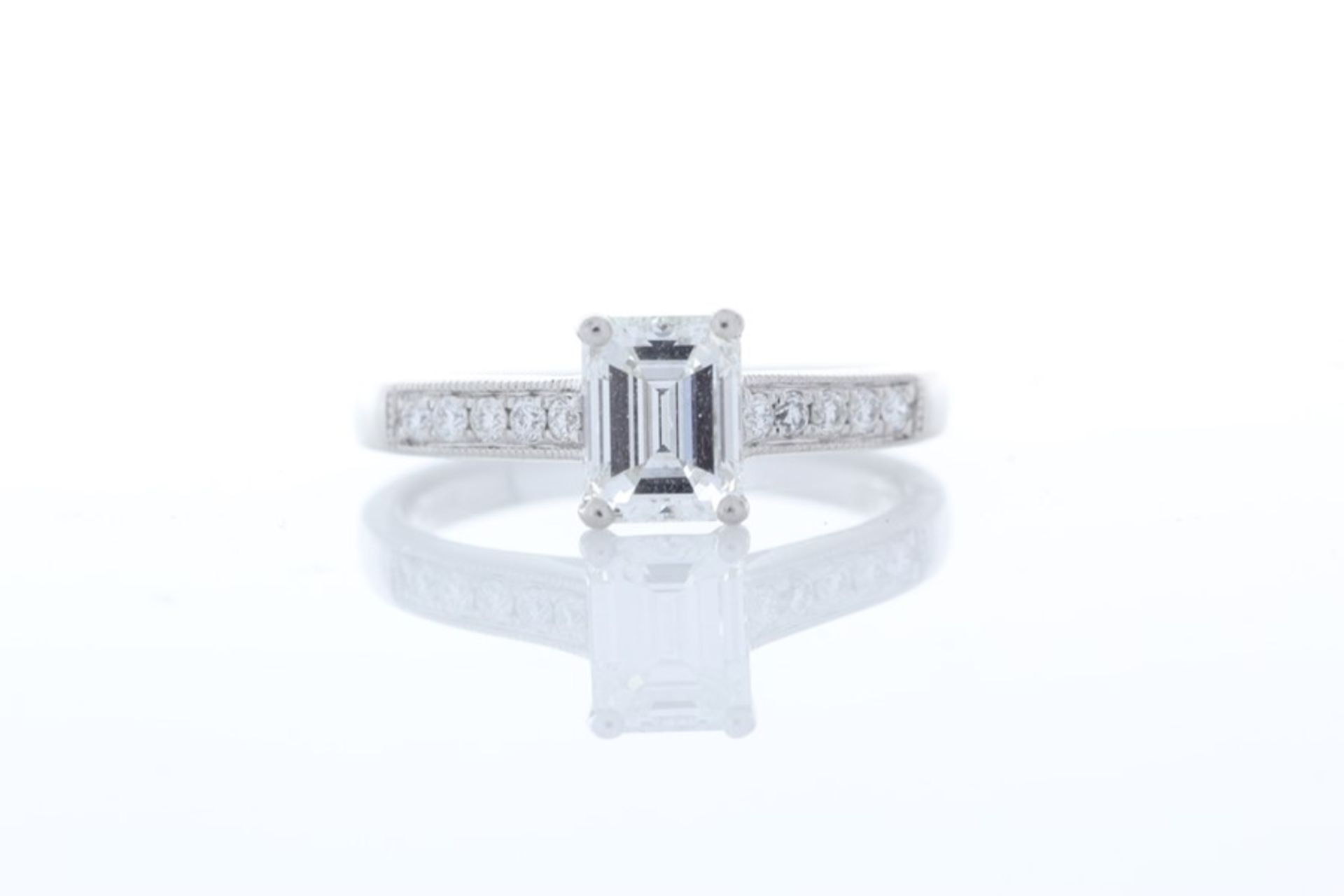 Valued by GIE £50,345.00 - Platinum Single Stone Emerald Cut Diamond Ring 1.04 Carats - 5125006,