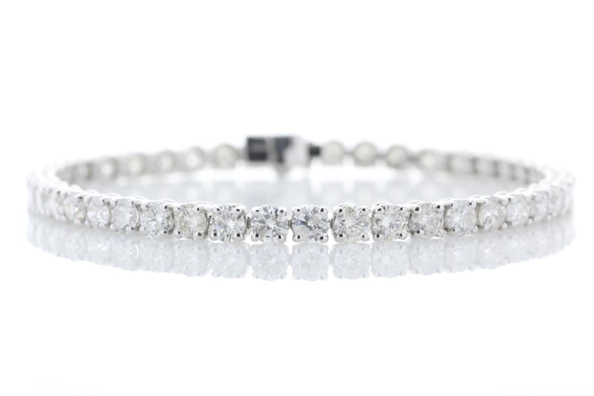 Valued by GIE £75,345.00 - 18ct White Gold Tennis Diamond Bracelet 9.03 Carats - 3493047, Colour-D -