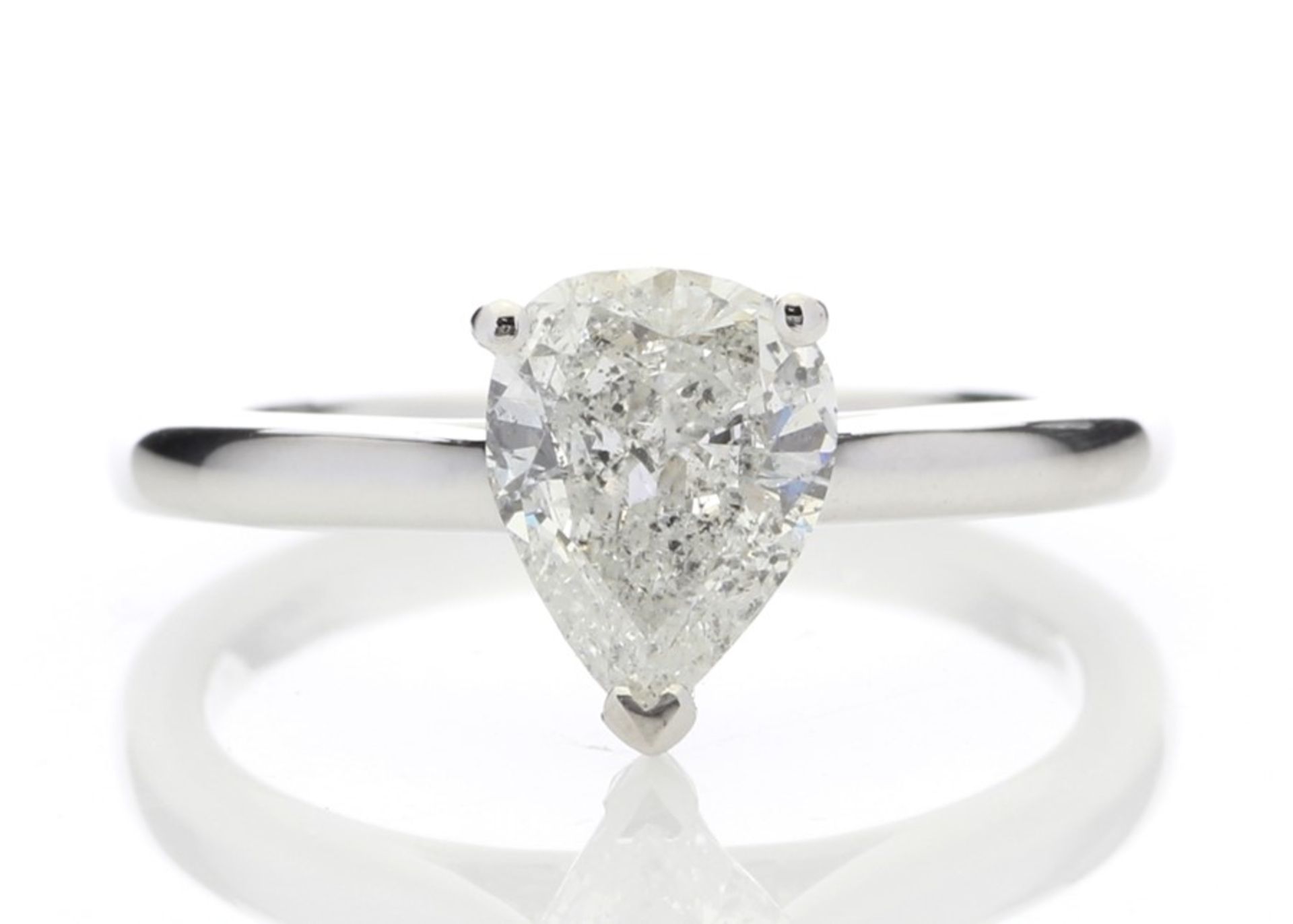 Valued by GIE £18,350.00 - 18ct White Gold Single Stone Pear Cut Diamond Ring 1.02 Carats - 3120006,