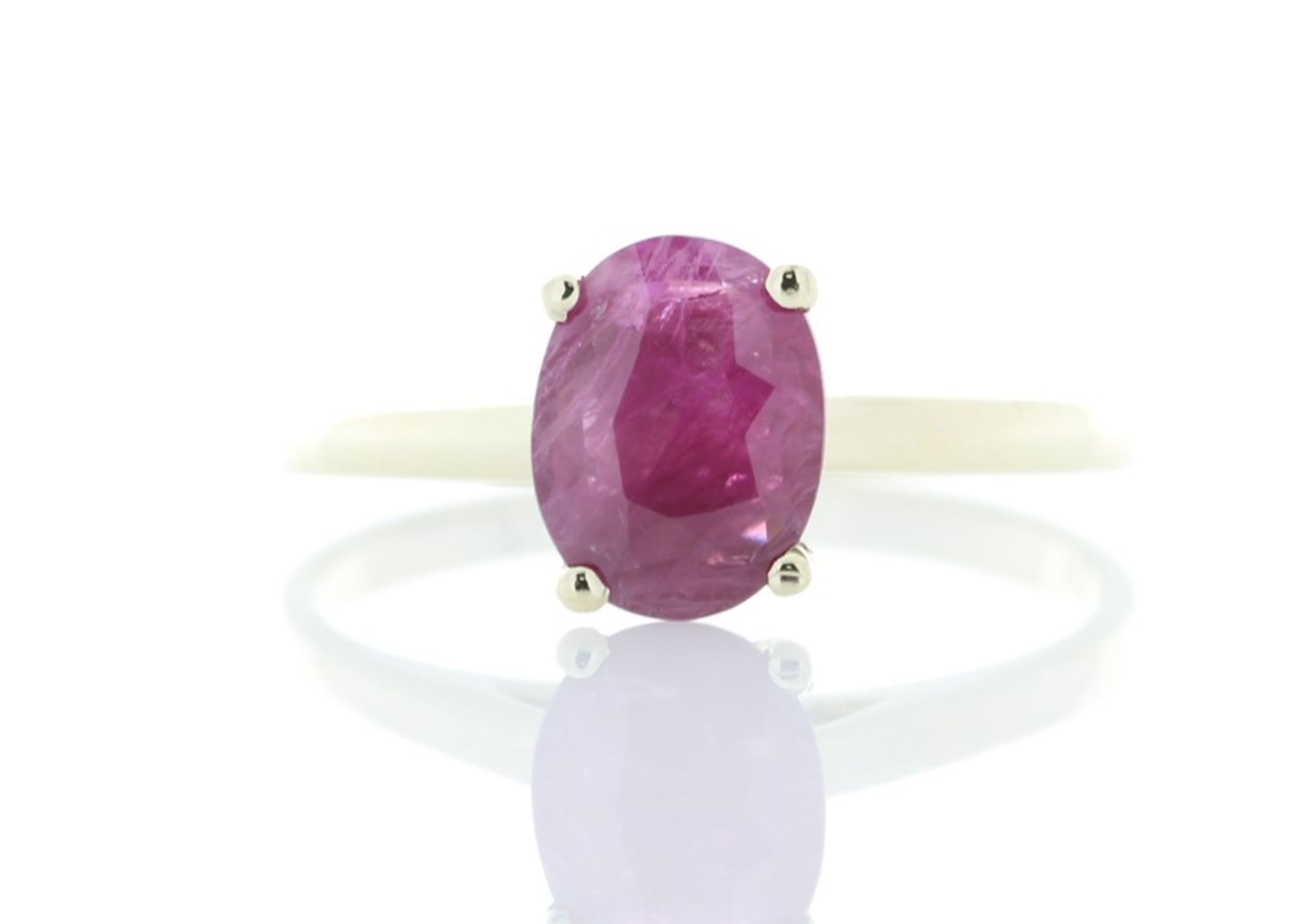 Valued by AGI £2,350.00 - 9ct Yellow Gold Single Stone Emerald Cut Ruby Ring 1.24 Carats - 7125033R,