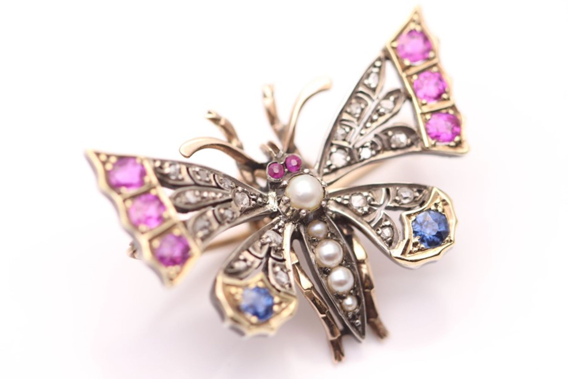 YELLOW GOLD DIAMOND AND GEM VINTAGE BROOCH - Image 2 of 4