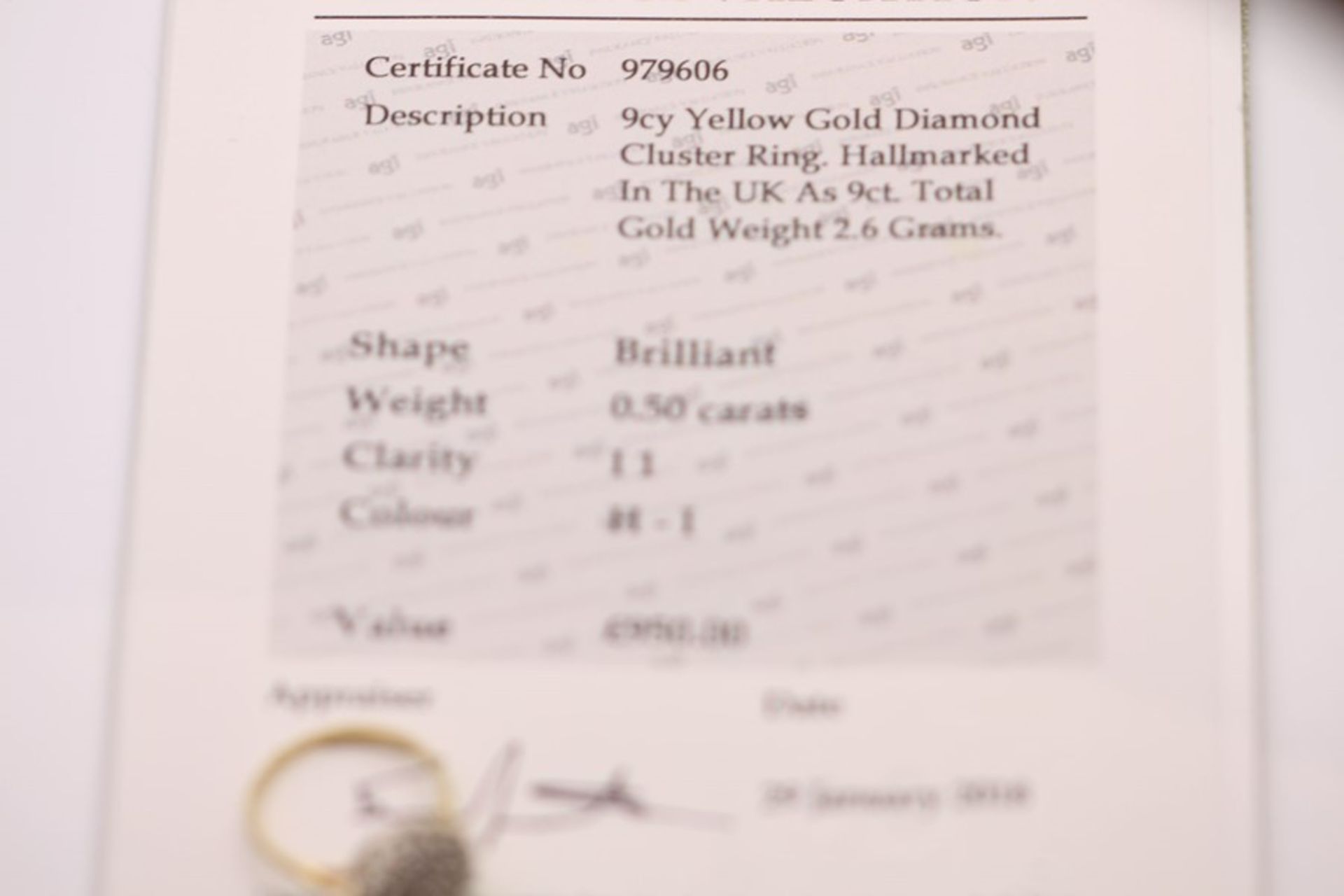 9CT YELLOW GOLD LADIES DIAMOND CLUSTER RING - Image 4 of 4