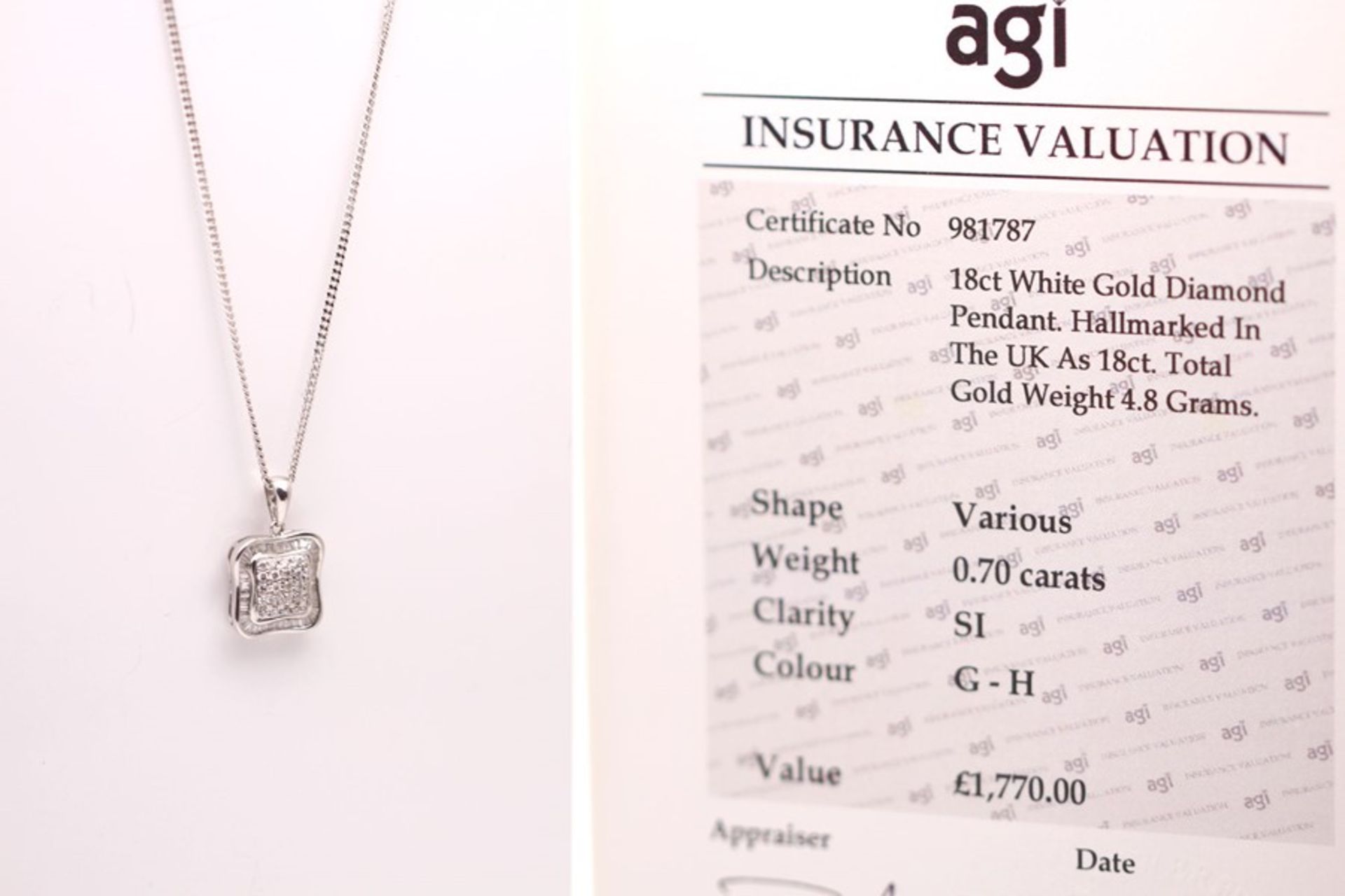 18CT WHITE GOLD LADIES DIAMOND NECKLACE AND PENDENT - Image 2 of 2